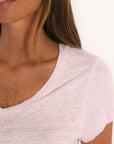 T-SHIRT COL V - LOUISE - ROSE