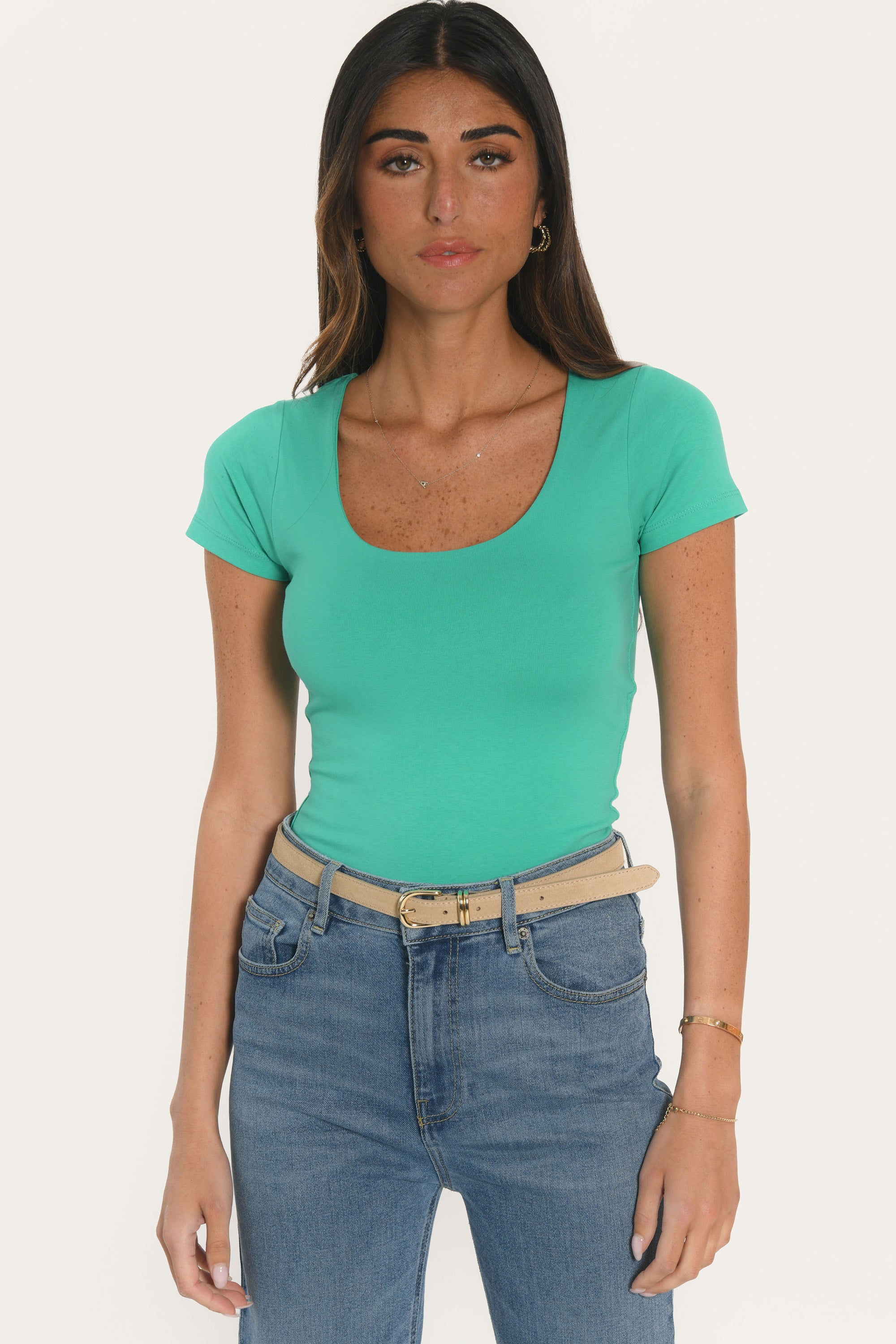 TEE SHIRT MANCHES COURTES - VIRGINI - EMERAUDE