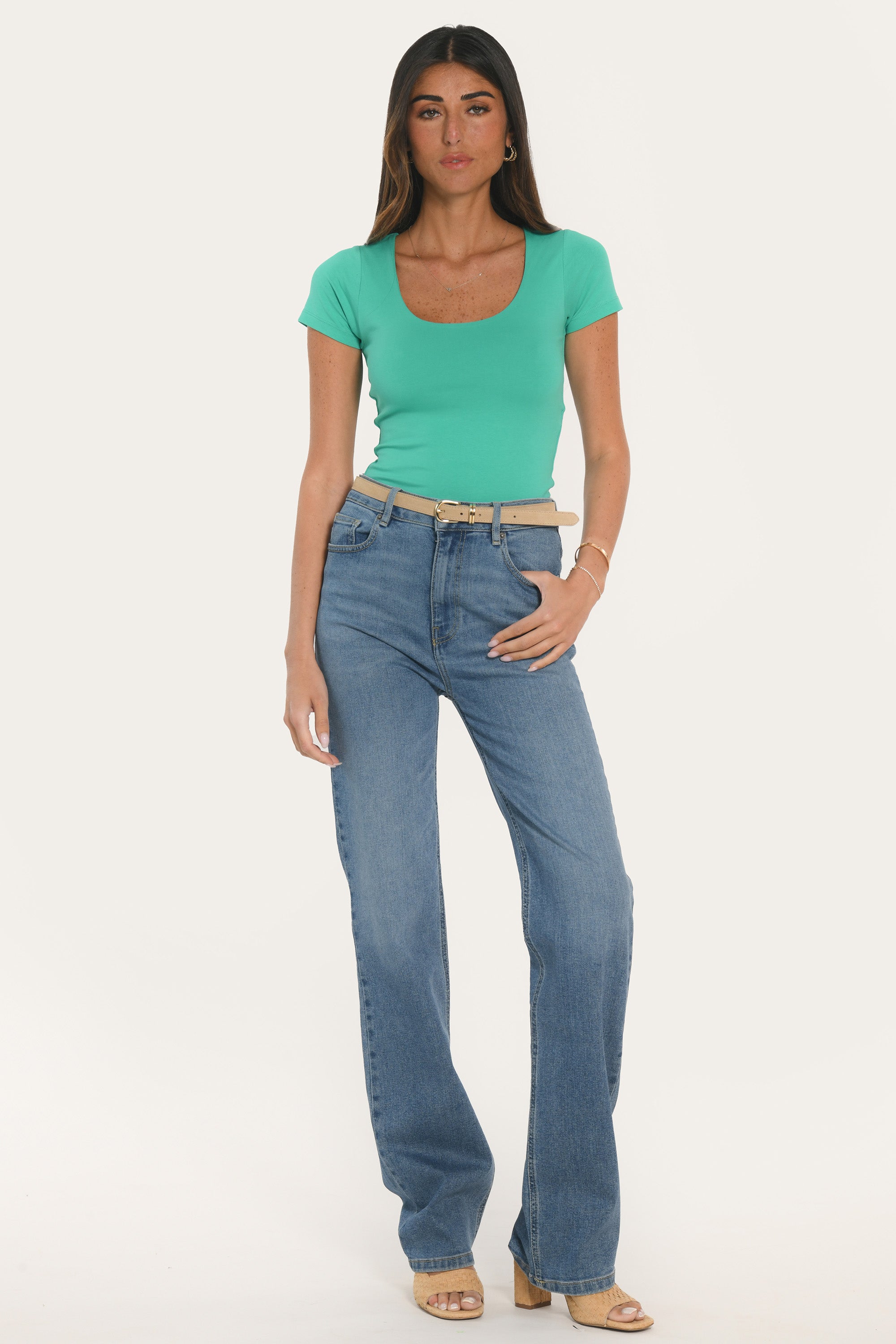 TEE SHIRT MANCHES COURTES - VIRGINI - EMERAUDE
