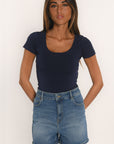 TEE SHIRT MANCHES COURTES - VIRGINI - NAVY