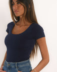 TEE SHIRT MANCHES COURTES - VIRGINI - NAVY