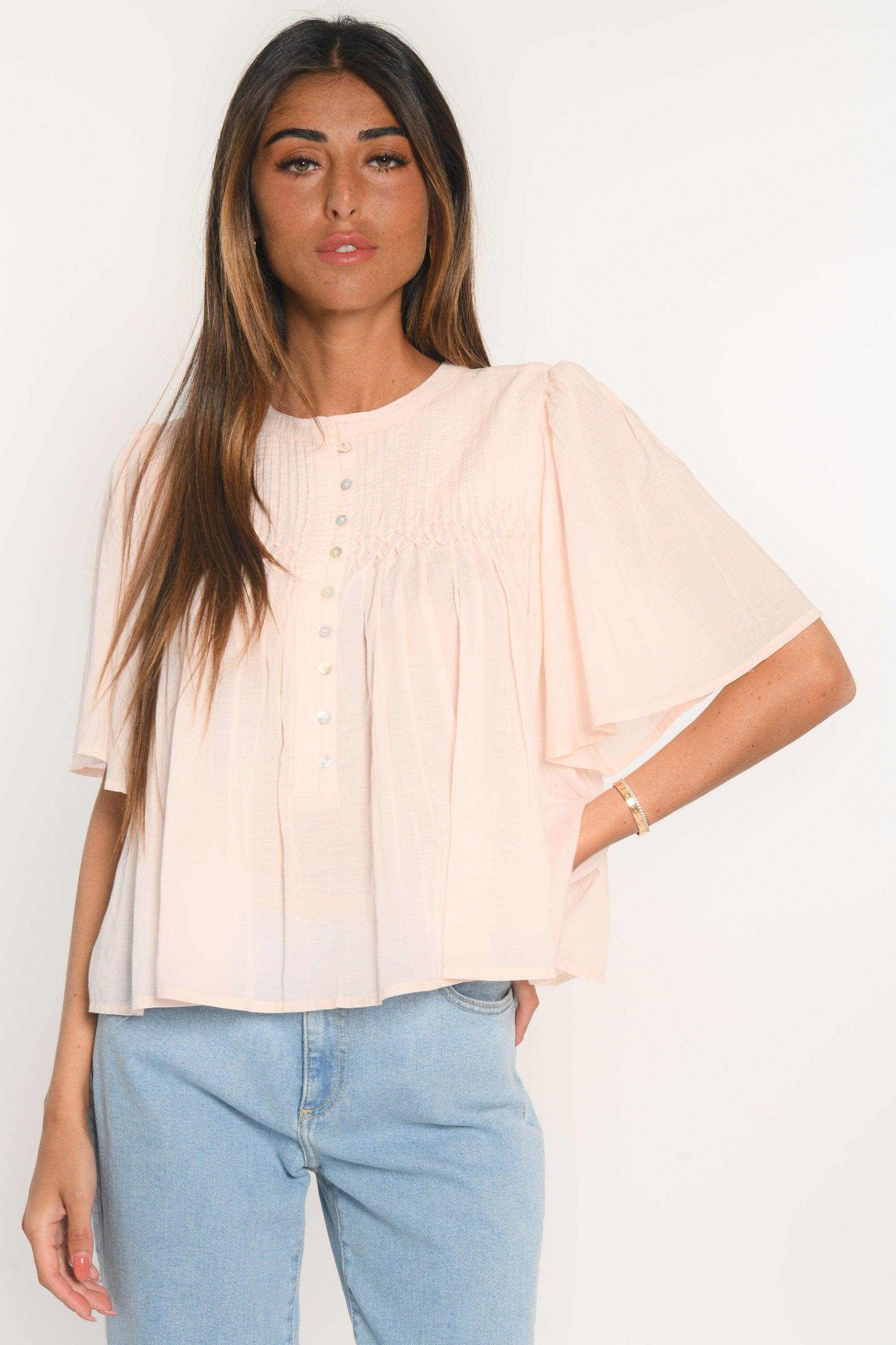 BLOUSE - ANAHI - ROSE POUDRE CHEMISIER NEW KOOKAI Mode Kookai