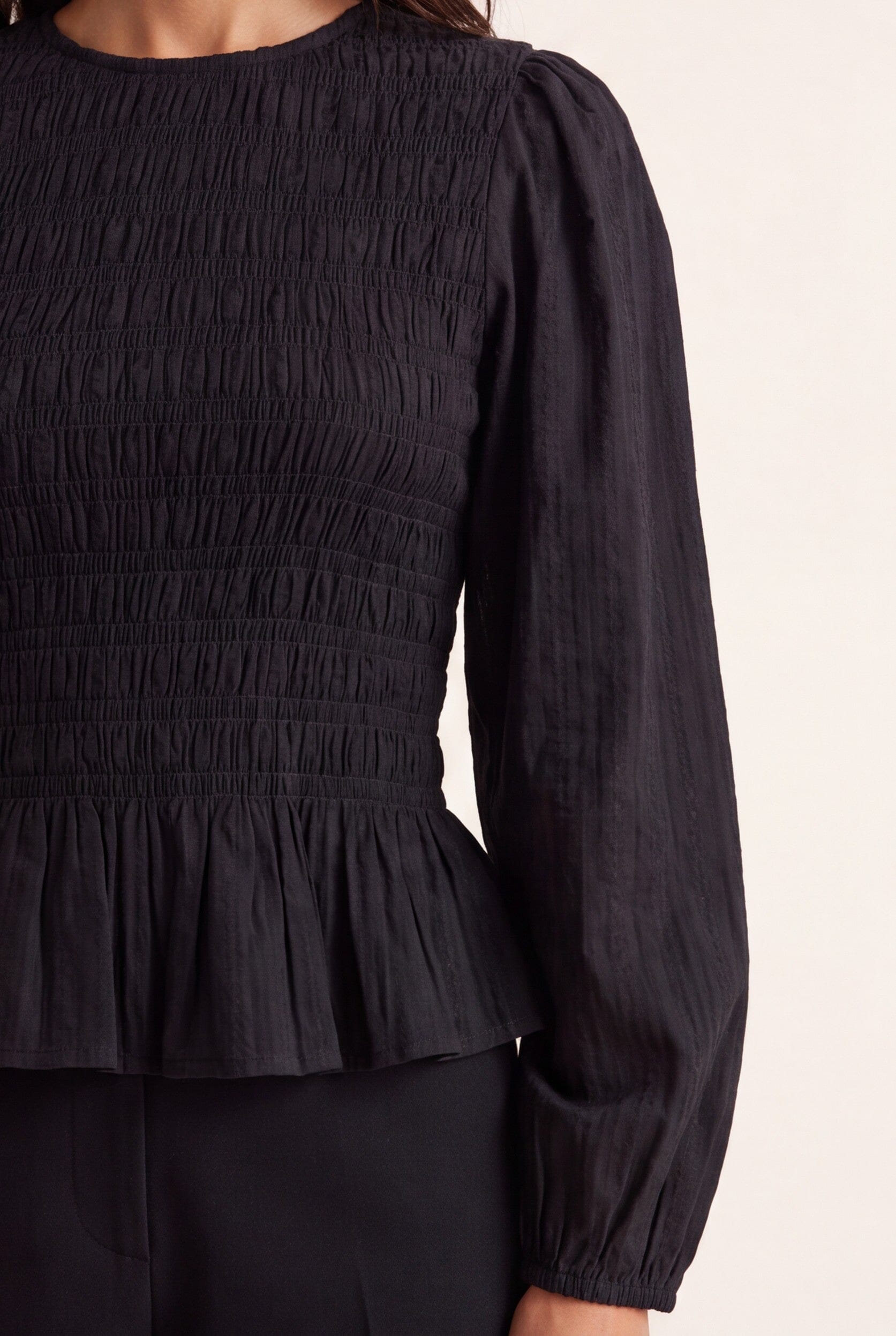 BLOUSE SMOCKEE - DESIREE - NOIR CHEMISIER NEW KOOKAI Mode Kookai