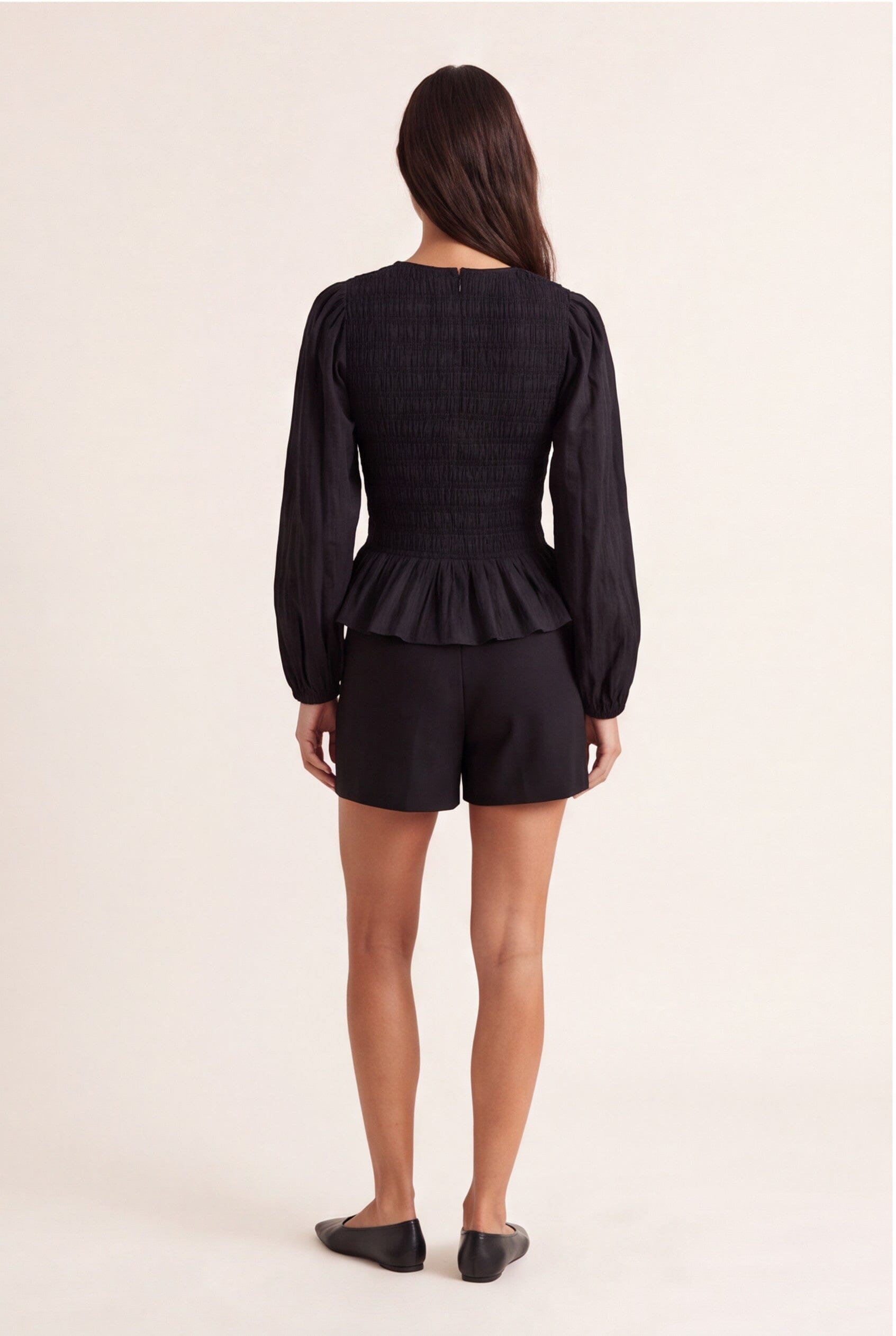BLOUSE SMOCKEE - DESIREE - NOIR CHEMISIER NEW KOOKAI Mode Kookai