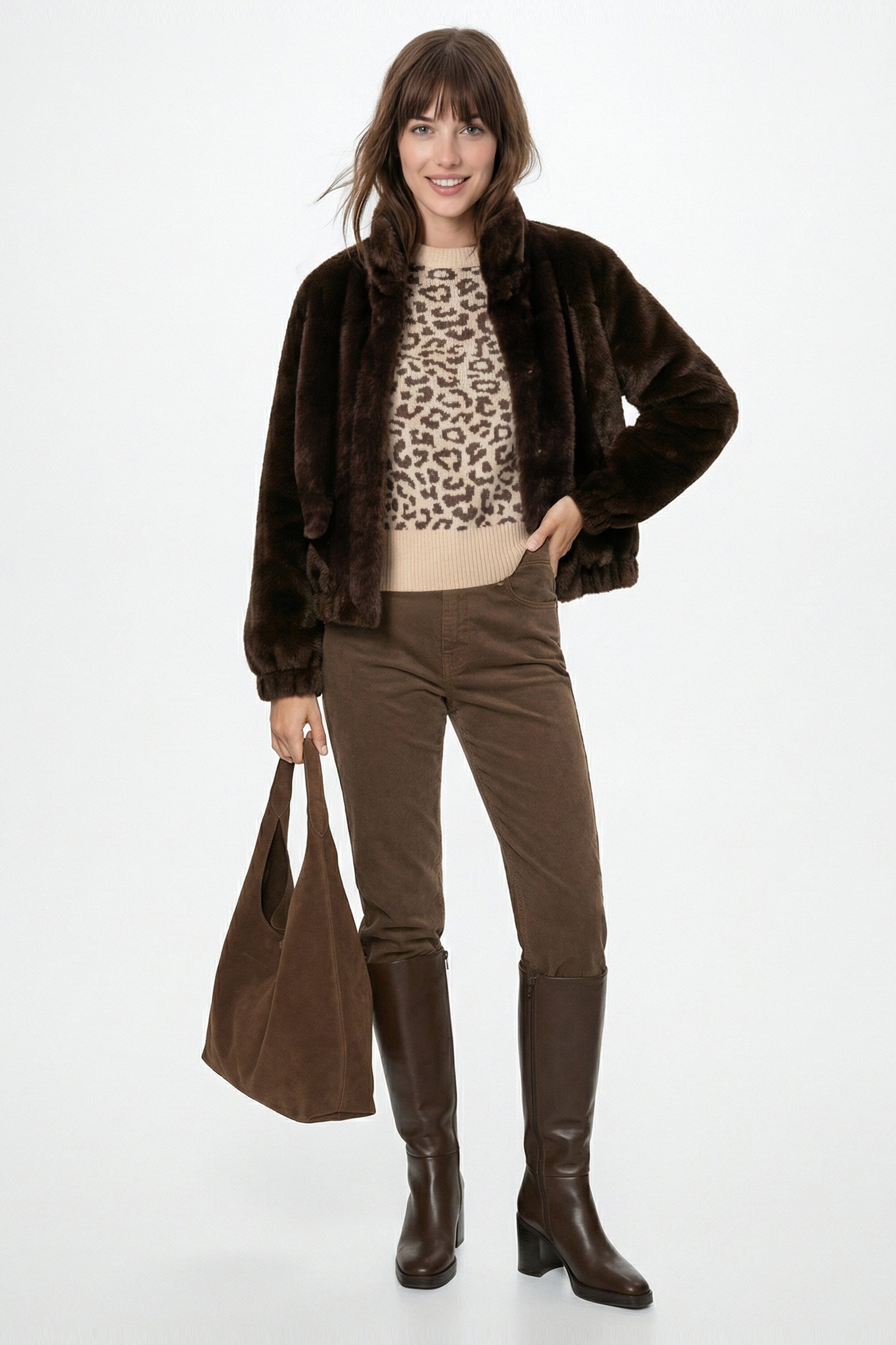 BLOUSON FAUX FUR - MARINA - CHOCO MANTEAU KOOKAÏ Mode Kookai