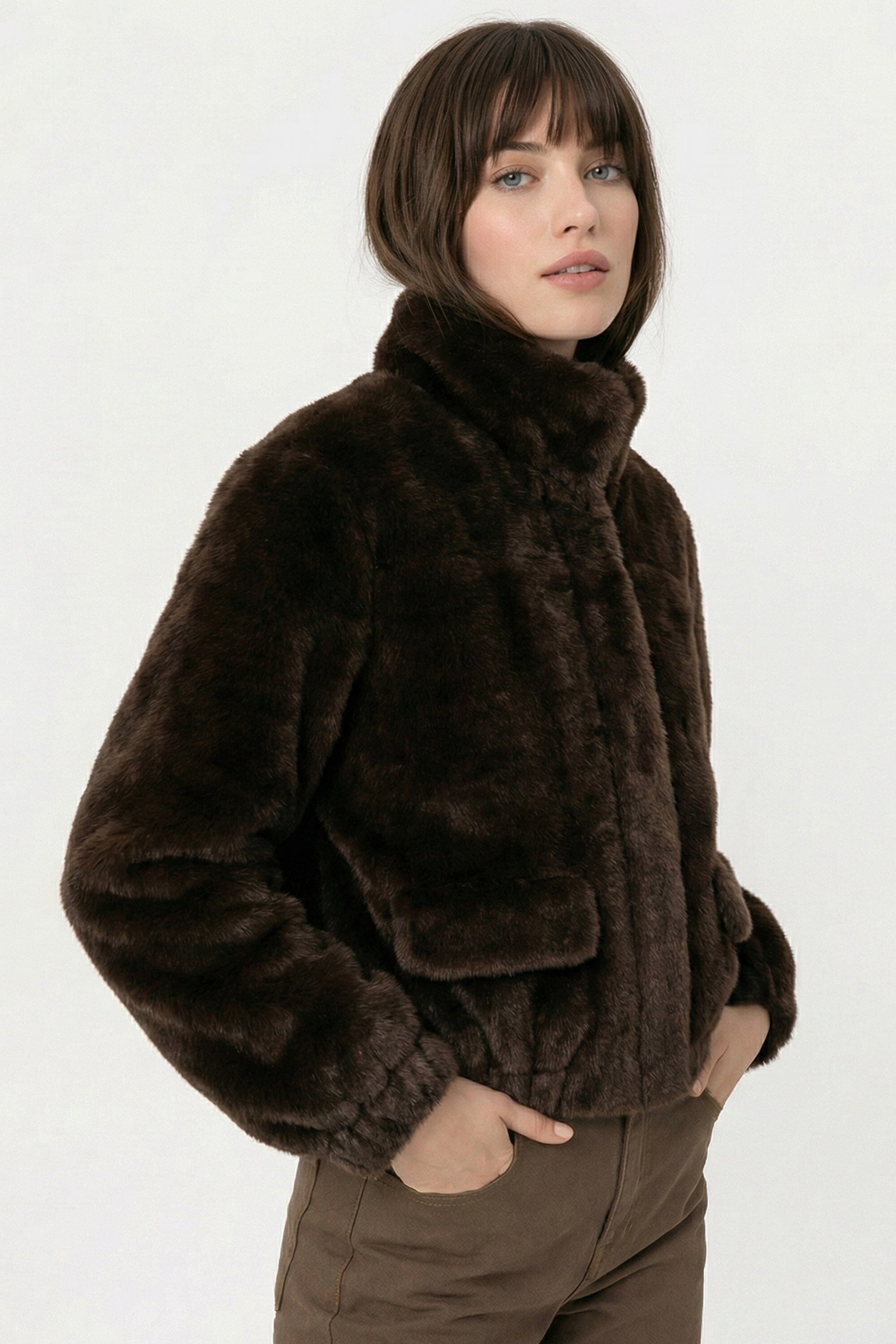 BLOUSON FAUX FUR - MARINA - CHOCO MANTEAU KOOKAÏ Mode Kookai