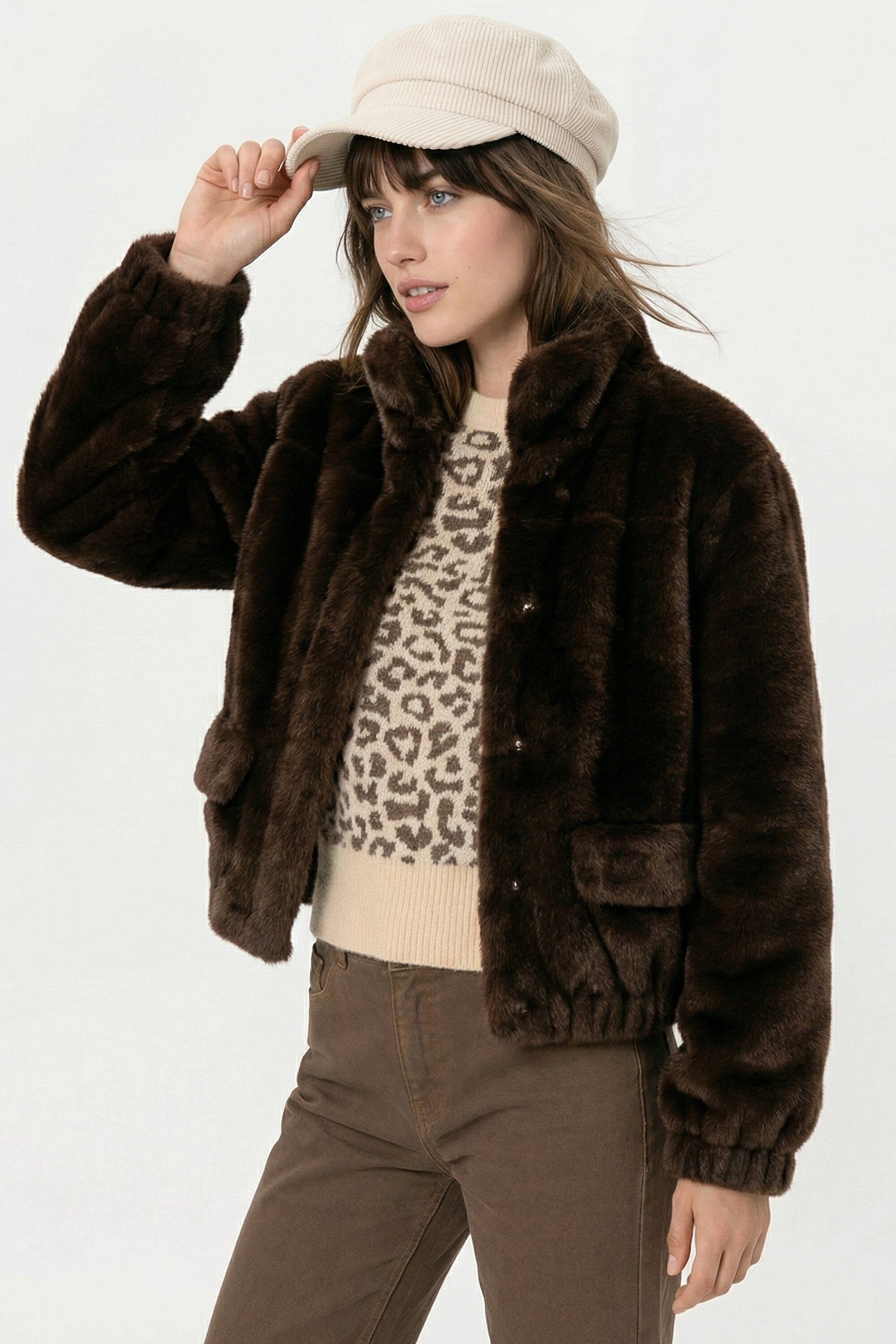 BLOUSON FAUX FUR - MARINA - CHOCO MANTEAU KOOKAÏ Mode Kookai