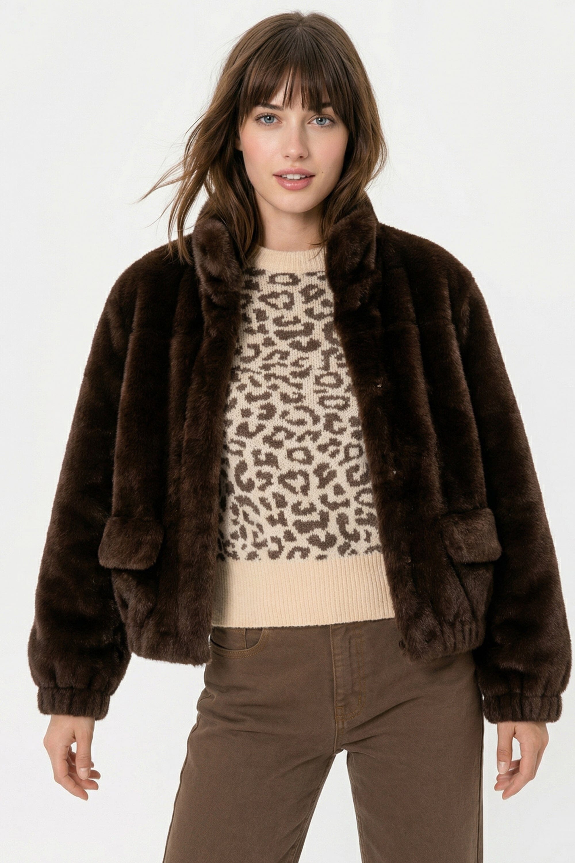 BLOUSON FAUX FUR - MARINA - CHOCO MANTEAU KOOKAÏ Mode Kookai