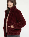 BLOUSON FAUX FUR - MARINA - LIE DE VIN MANTEAU KOOKAÏ Mode Kookai