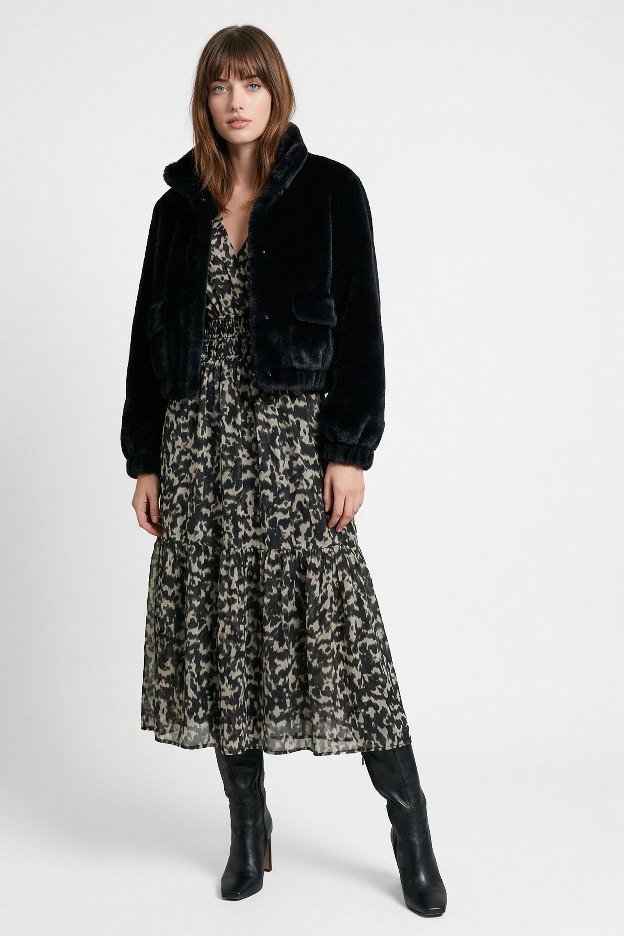 BLOUSON FAUX FUR - MARINA - NOIR MANTEAU KOOKAÏ Mode Kookai