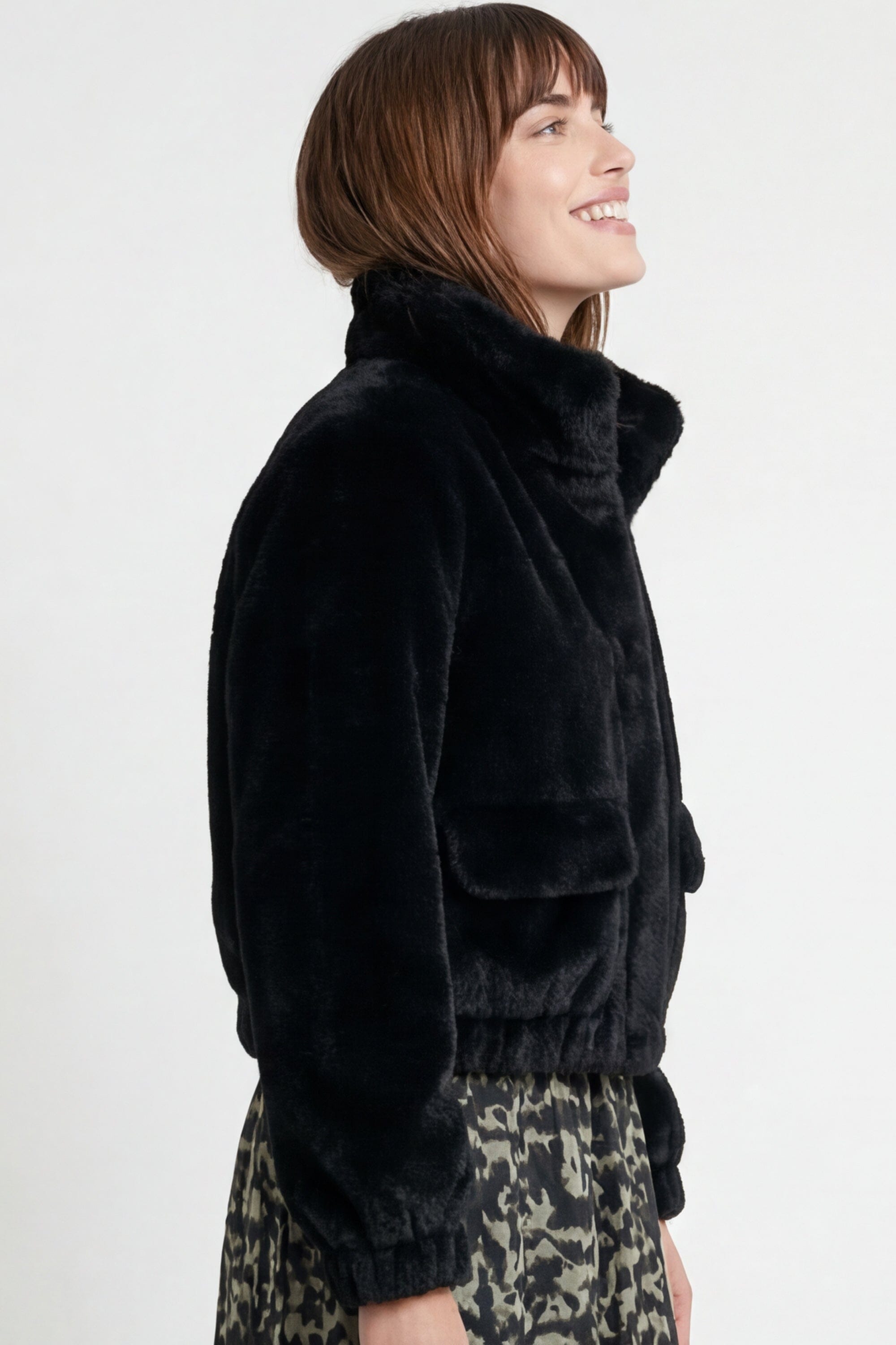 BLOUSON FAUX FUR - MARINA - NOIR MANTEAU KOOKAÏ Mode Kookai