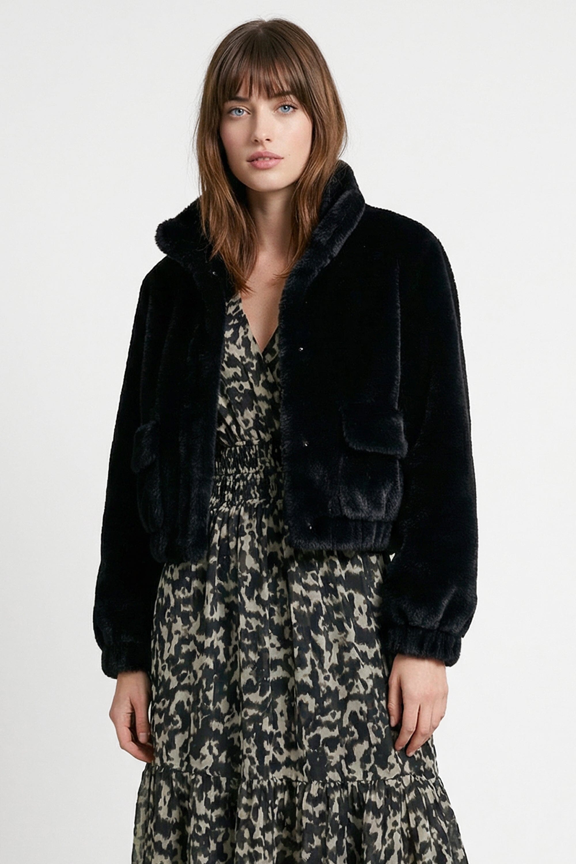 BLOUSON FAUX FUR - MARINA - NOIR MANTEAU KOOKAÏ Mode Kookai