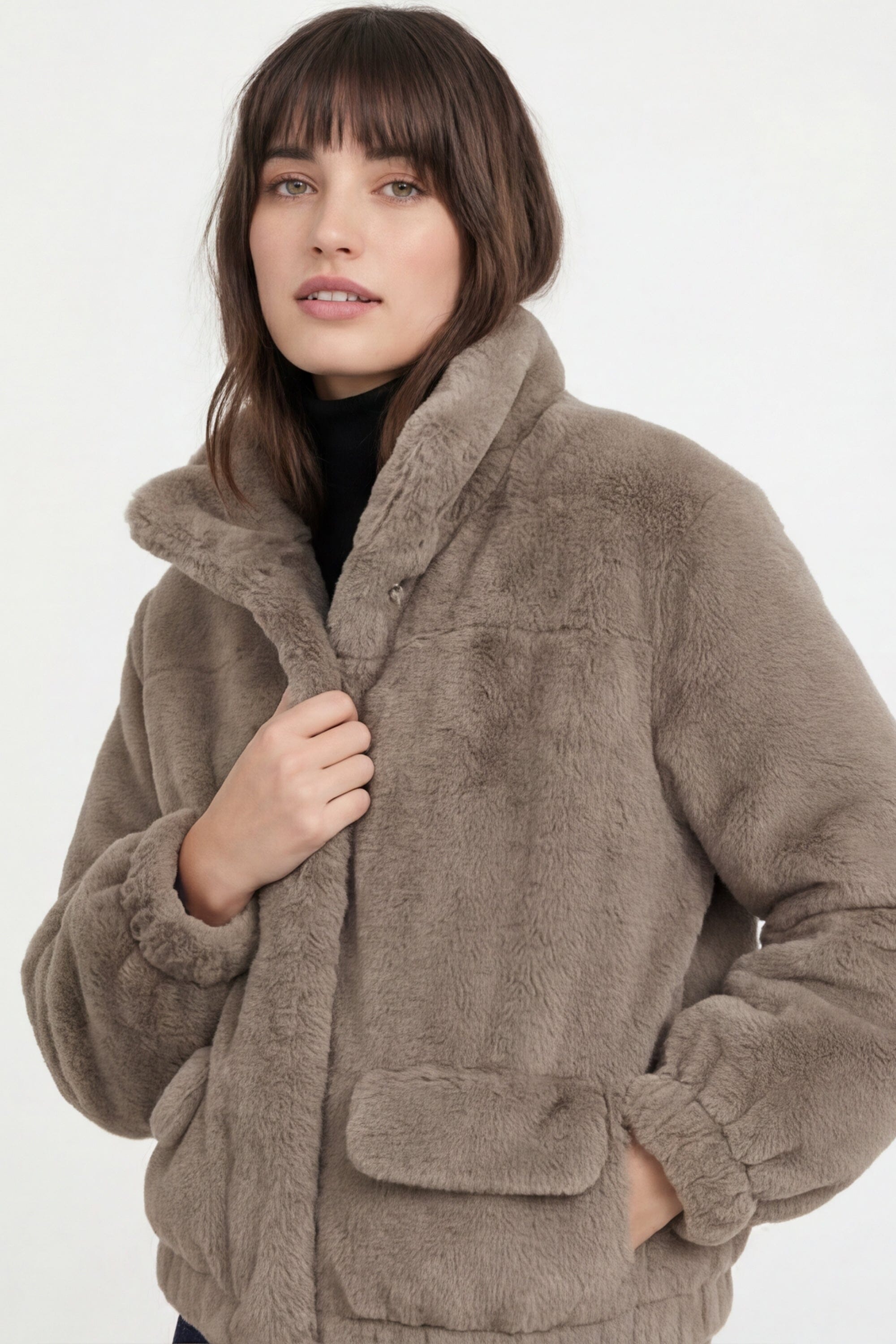 BLOUSON FAUX FUR - MARINA - TAUPE/GRIS MANTEAU KOOKAÏ Mode Kookai