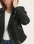 BLOUSON PERFECTO CUIR ROCK BLACK VESTE KOOKAI Mode Kookai