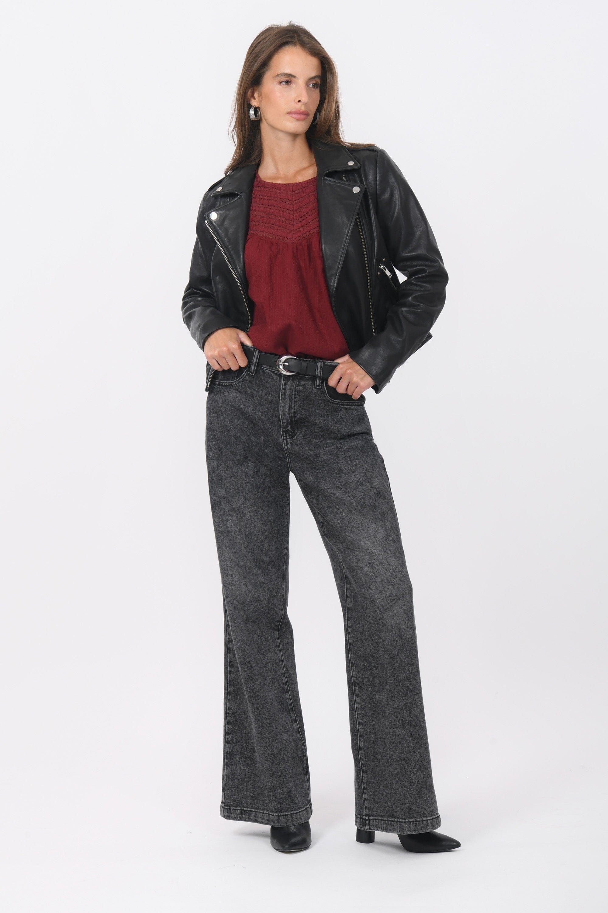 BLOUSON PERFECTO CUIR - ROCK - BLACK VESTE KOOKAI Mode Kookai