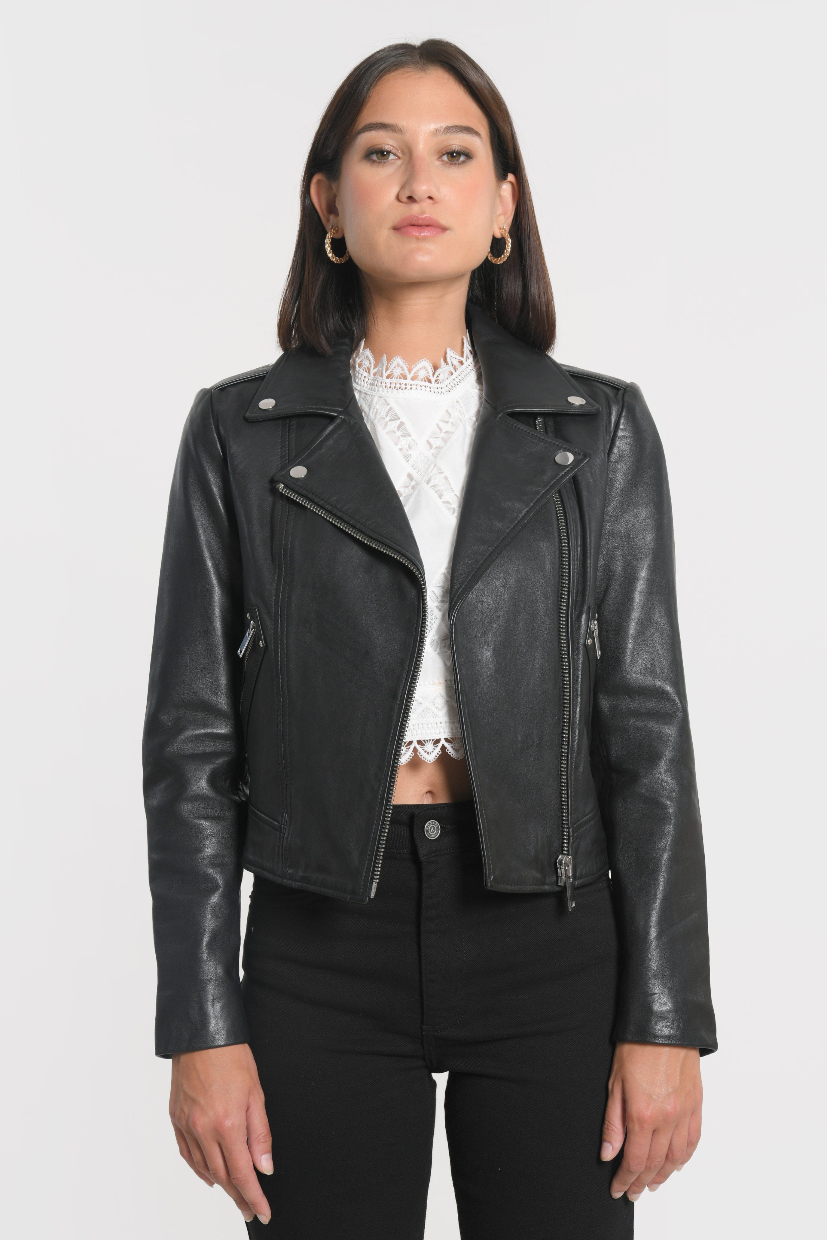 BLOUSON PERFECTO CUIR ROCK BLACK VESTE KOOKAI Mode Kookai