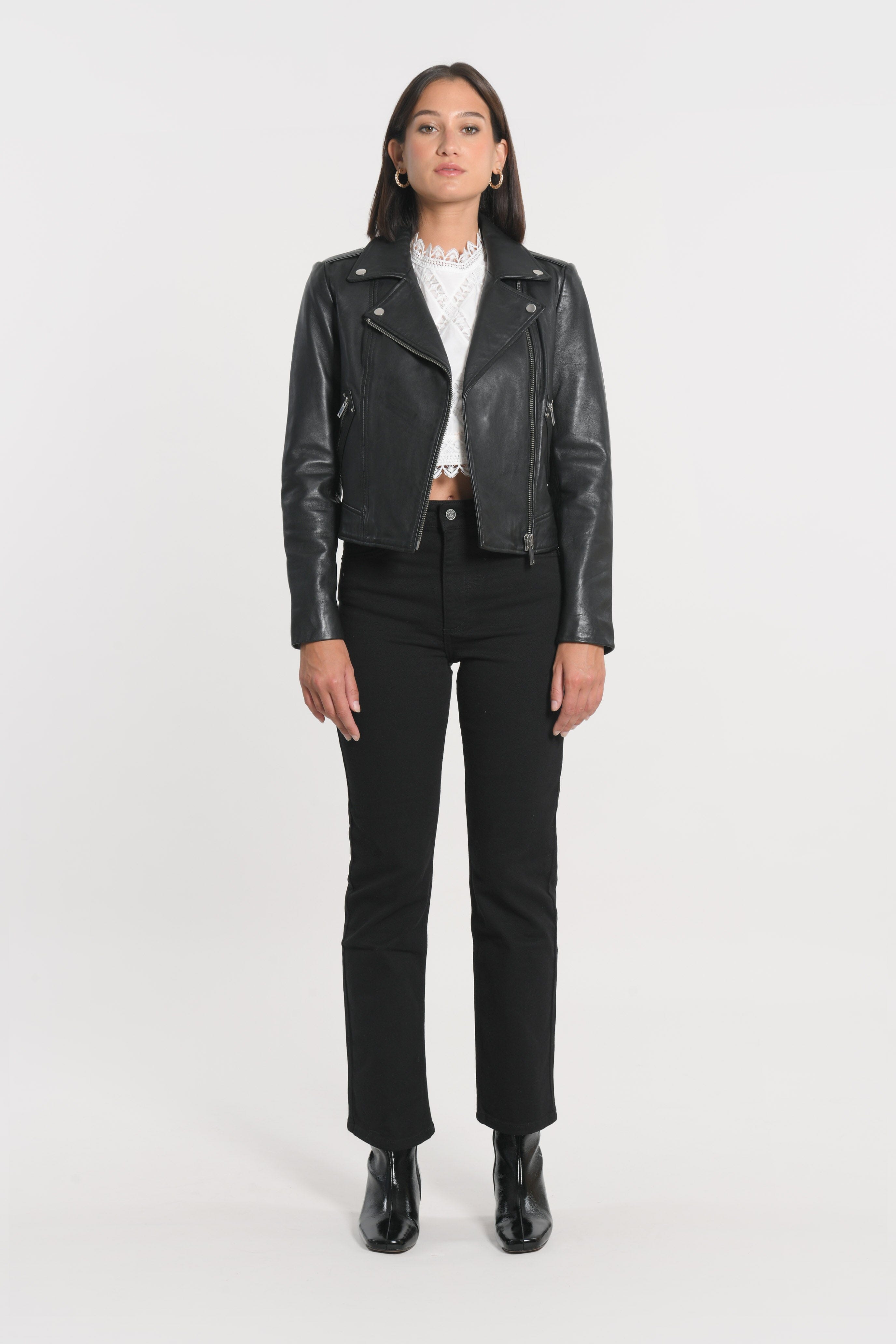 BLOUSON PERFECTO CUIR ROCK BLACK VESTE KOOKAI Mode Kookai