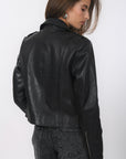 BLOUSON PERFECTO CUIR - ROCK - BLACK VESTE KOOKAI Mode Kookai