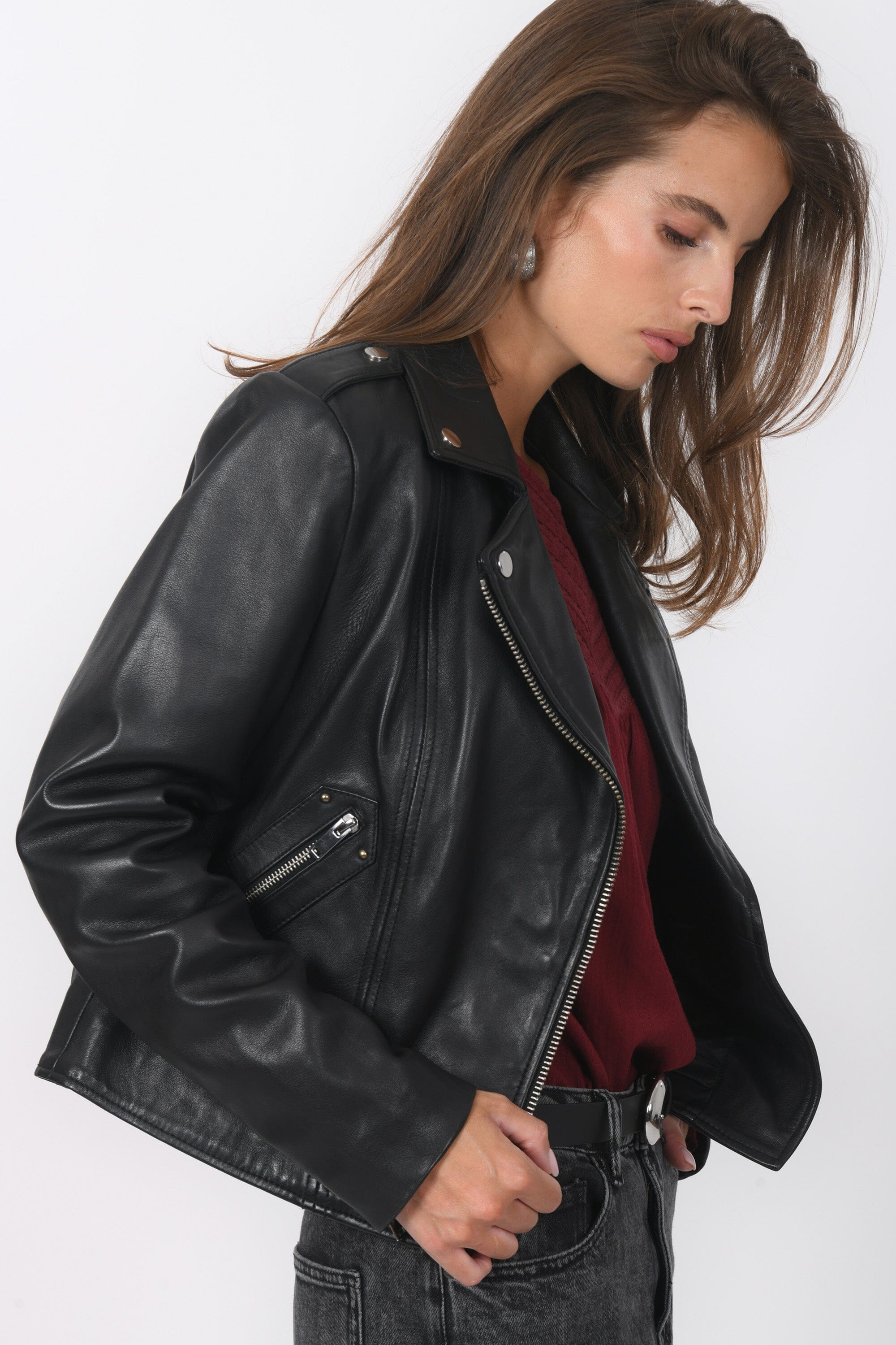 BLOUSON PERFECTO CUIR - ROCK - BLACK VESTE KOOKAI Mode Kookai