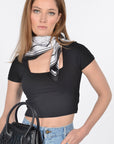 CARRÉ IMPRIMÉ GAIA NOIR/BLANC ACCESSOIRES KOOKAI Mode Kookai