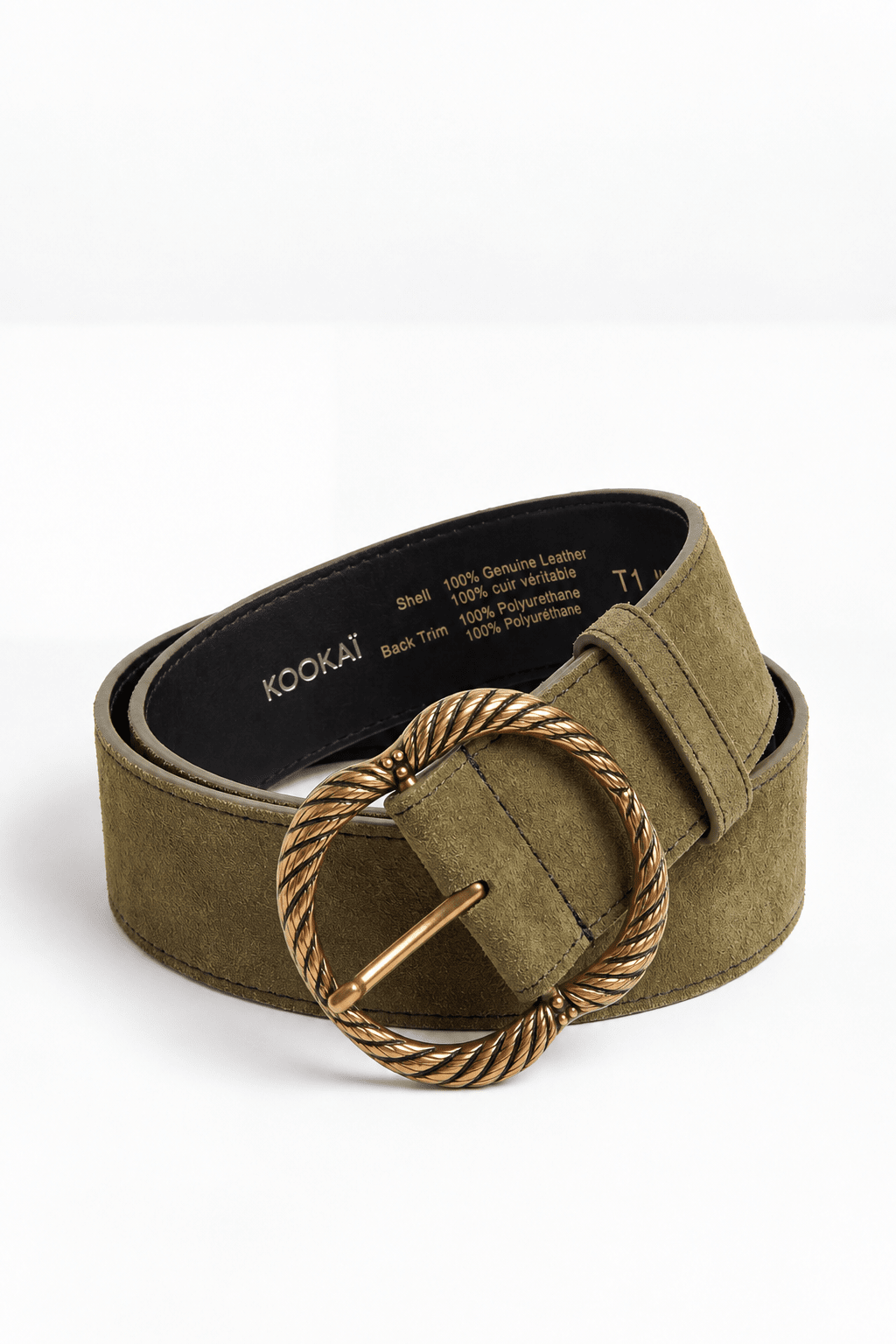 CEINTURE CUIR - DRISS - OLIVE ACCESSOIRES NEW KOOKAI Mode Kookai