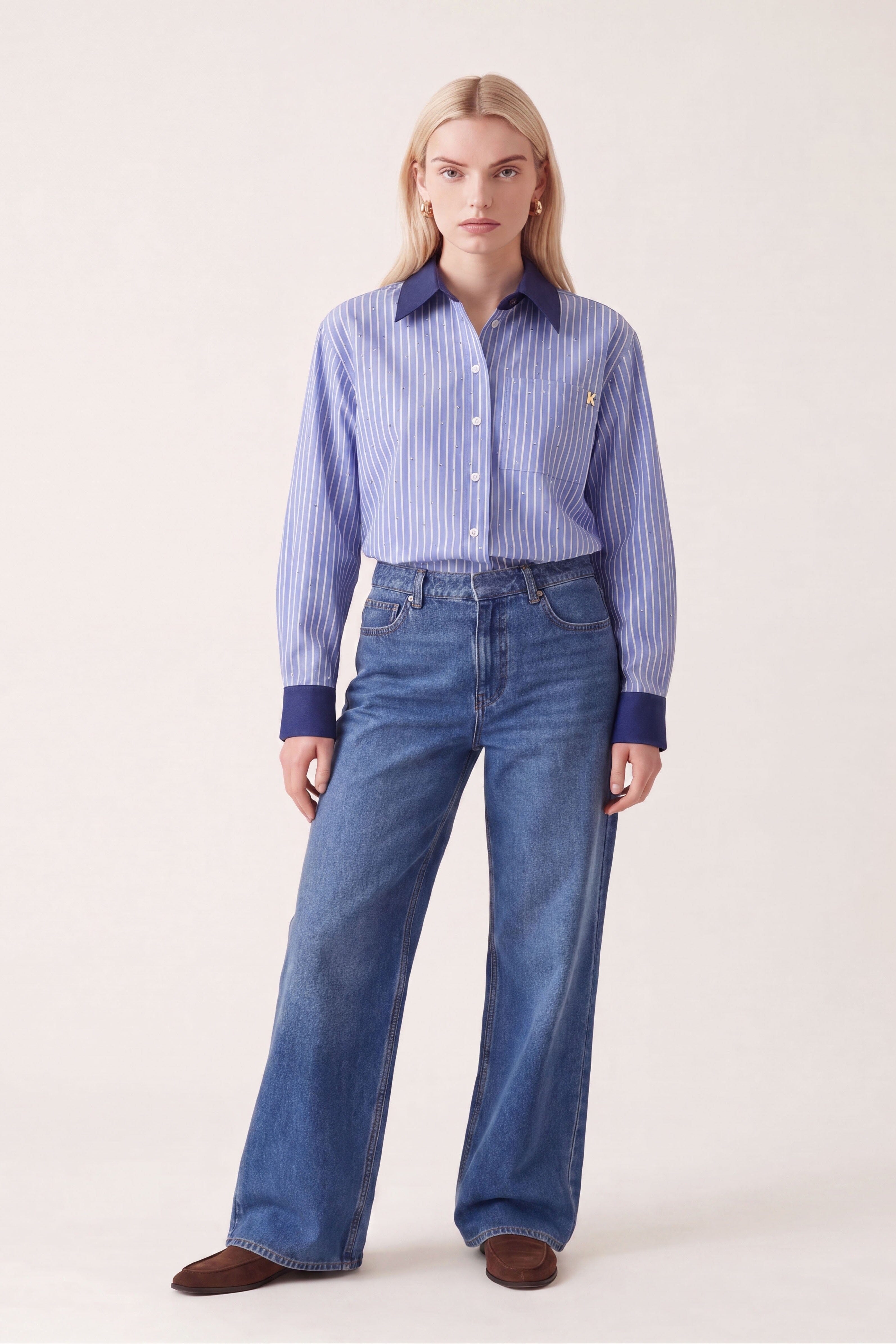 CHEMISE COL CONTRASTE - DOMIE - BLEU CHEMISIER NEW KOOKAI Mode Kookai