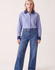 CHEMISE COL CONTRASTE - DOMIE - BLEU CHEMISIER NEW KOOKAI Mode Kookai