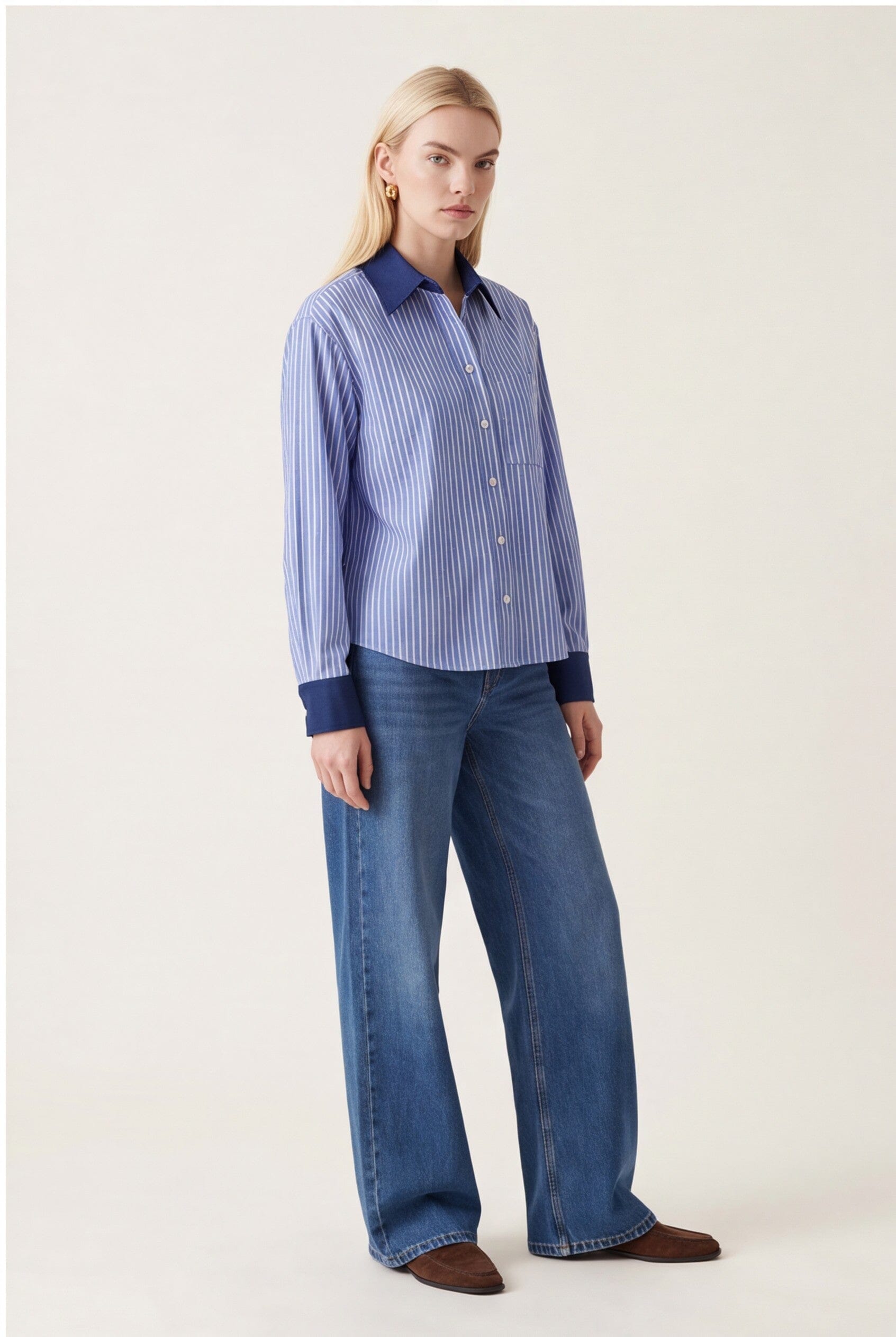 CHEMISE COL CONTRASTE - DOMIE - BLEU CHEMISIER NEW KOOKAI Mode Kookai