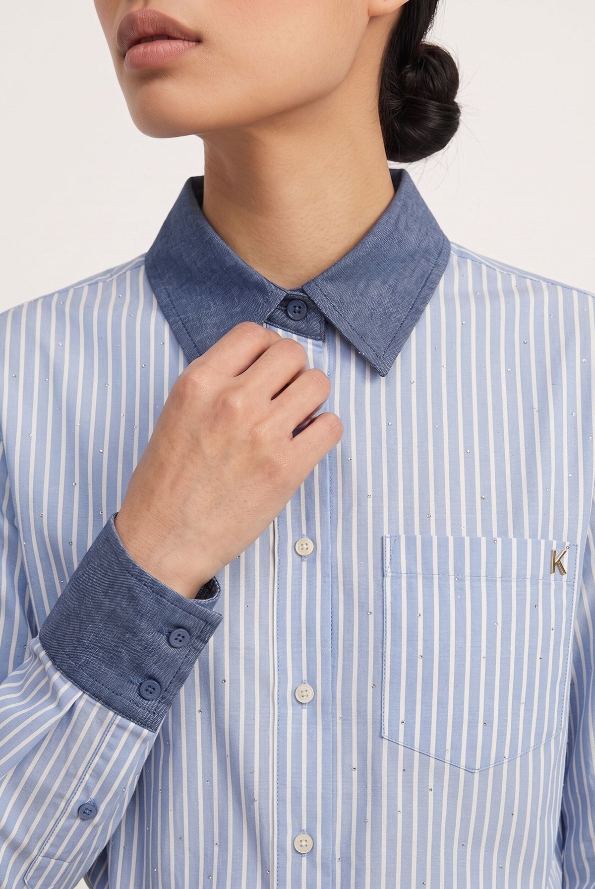 CHEMISE COL CONTRASTE - DOMIE - BLEU CHEMISIER NEW KOOKAI Mode Kookai
