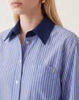 CHEMISE COL CONTRASTE - DOMIE - BLEU CHEMISIER NEW KOOKAI Mode Kookai