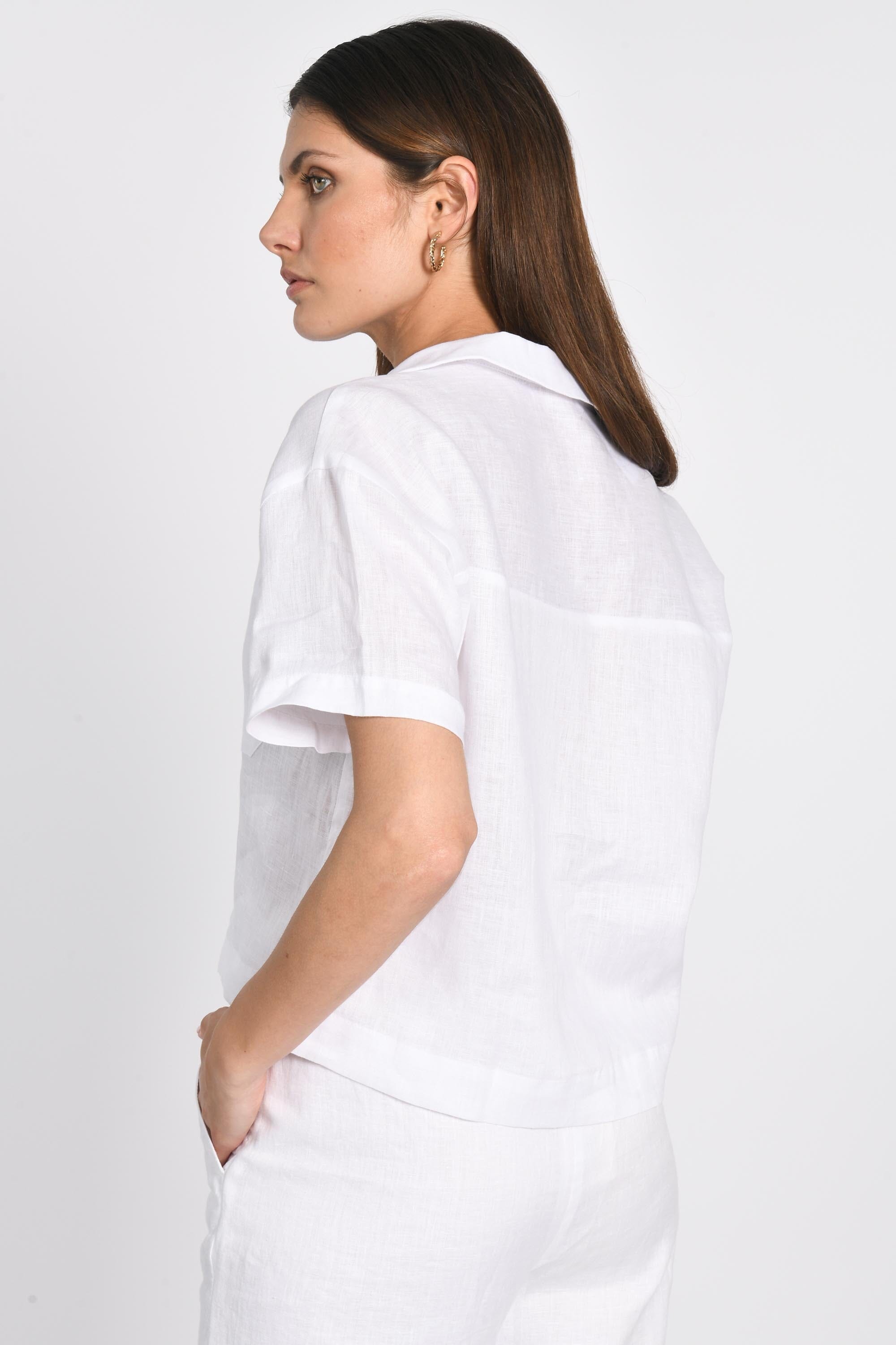 CHEMISE EN LIN CROP TAHIA BLANC CHEMISIER KOOKAI Mode Kookai