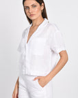 CHEMISE EN LIN CROP TAHIA BLANC CHEMISIER KOOKAI Mode Kookai