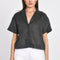 CHEMISE EN LIN CROP TAHIA NOIR CHEMISIER KOOKAI Mode Kookai