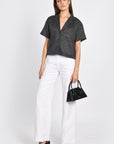 CHEMISE EN LIN CROP TAHIA NOIR CHEMISIER KOOKAI Mode Kookai