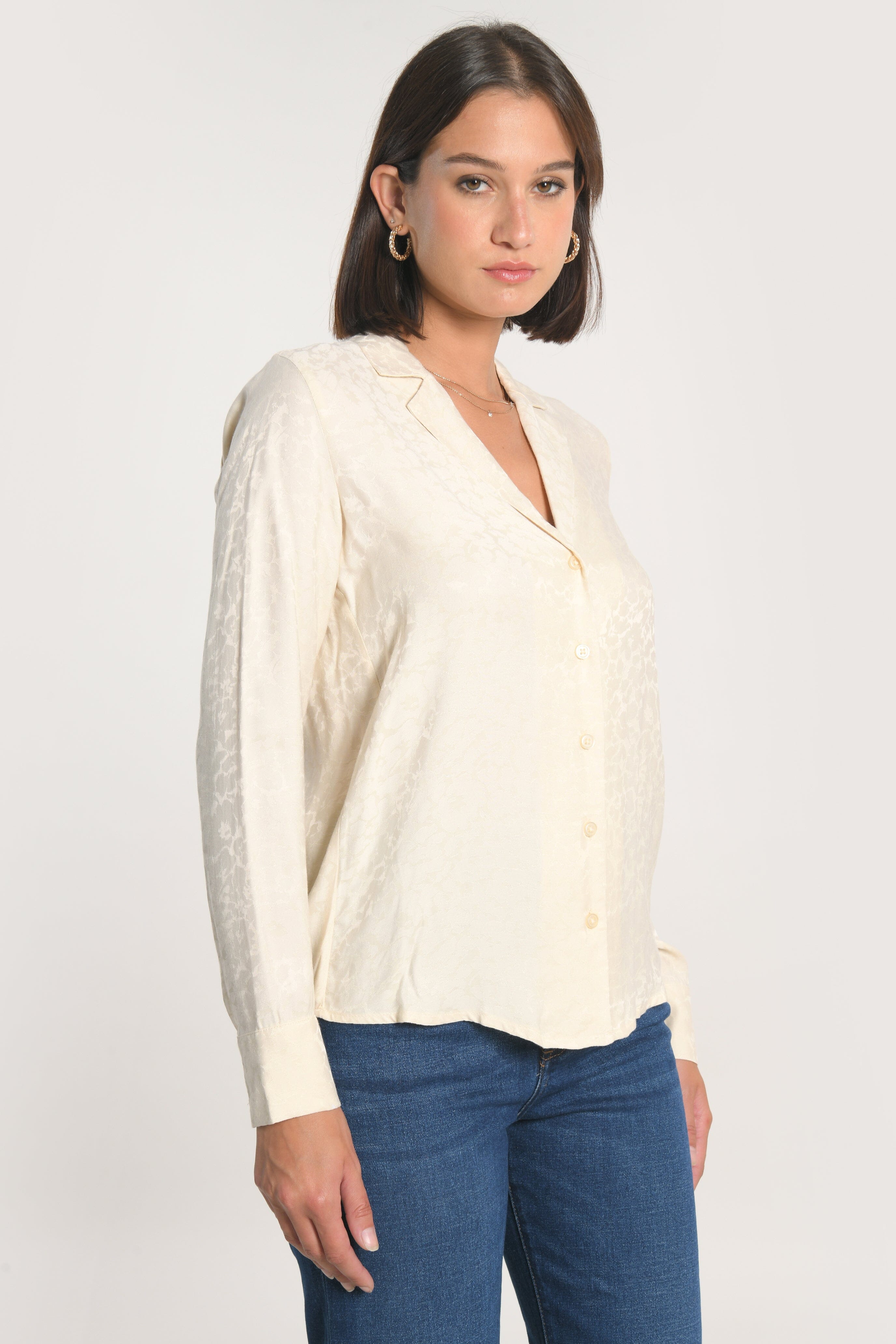 CHEMISE JACQUARD EFFET SOIE CALLISTE CRÉME CHEMISIER KOOKAI Mode Kookai