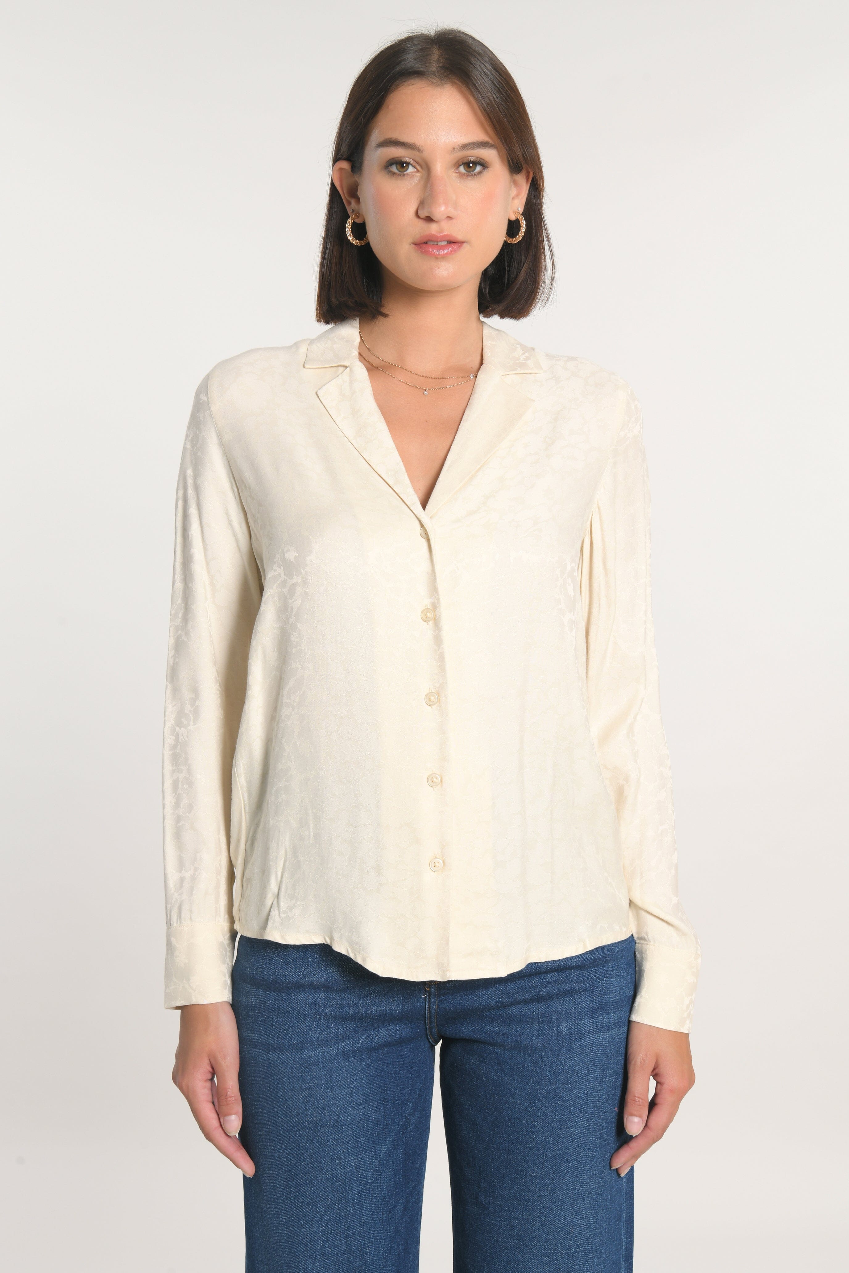 CHEMISE JACQUARD EFFET SOIE CALLISTE CRÉME CHEMISIER KOOKAI Mode Kookai