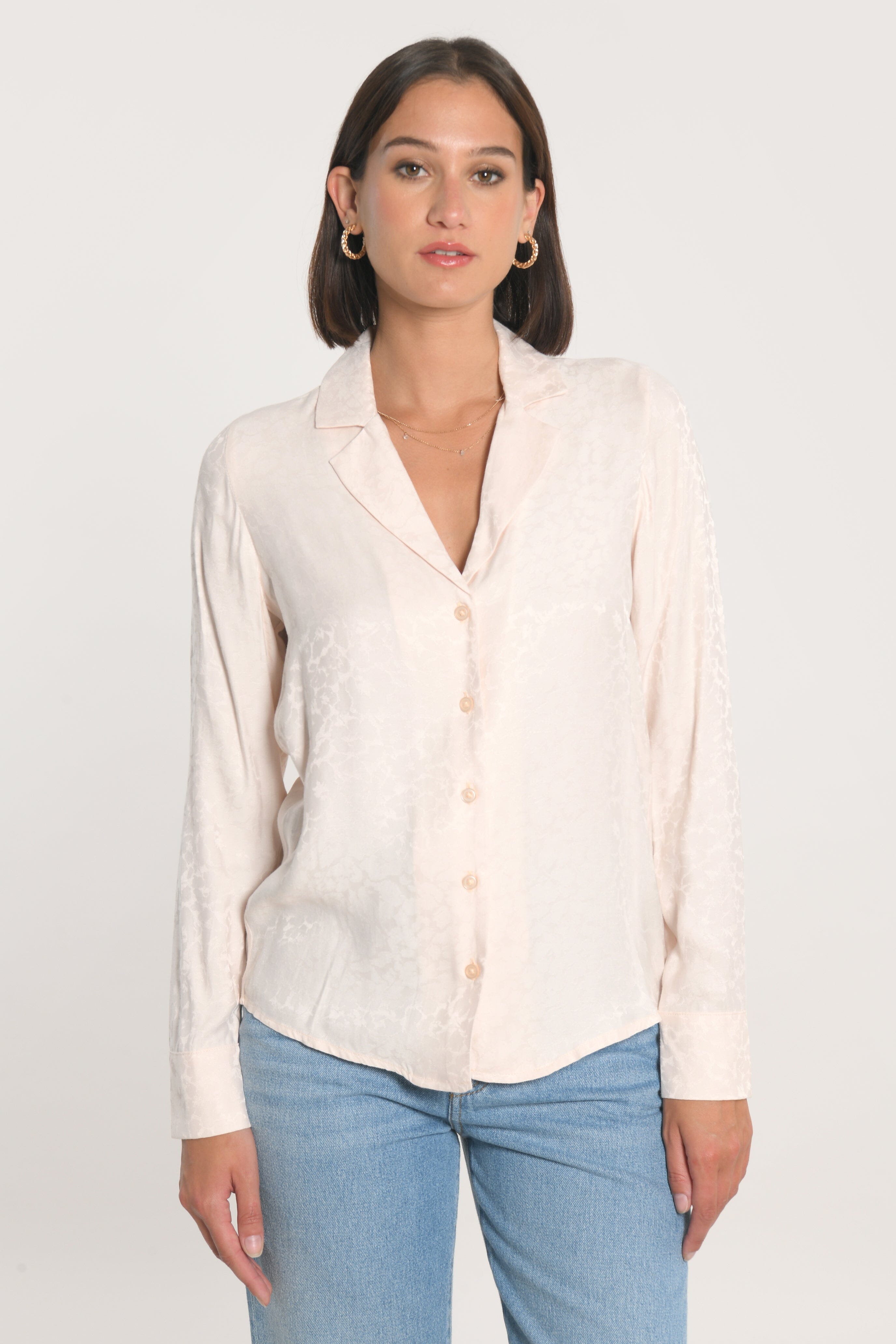 CHEMISE JACQUARD EFFET SOIE CALLISTE POUDRE CHEMISIER KOOKAI Mode Kookai