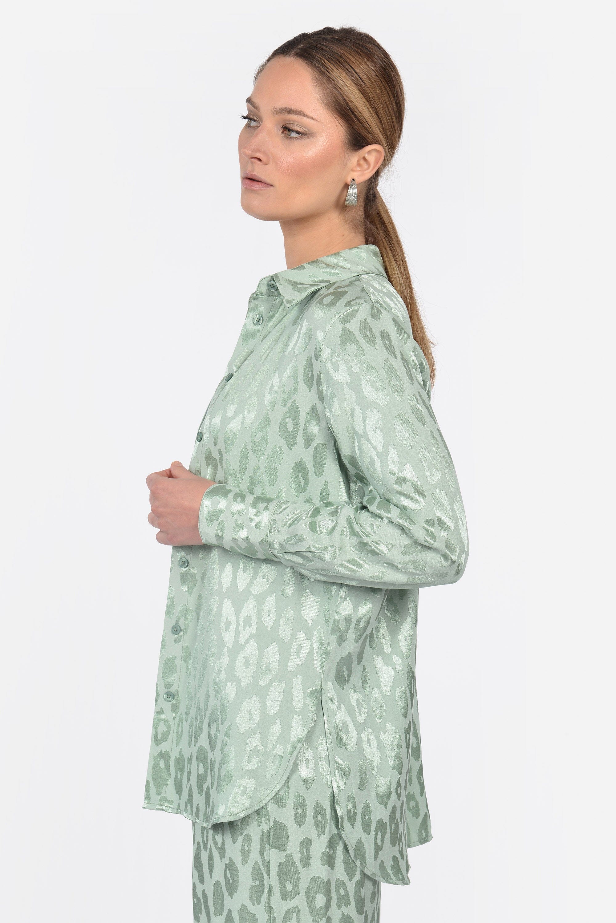 CHEMISE JACQUARD SATIN WISSEM CELADON CHEMISIER KOOKAI Mode Kookai