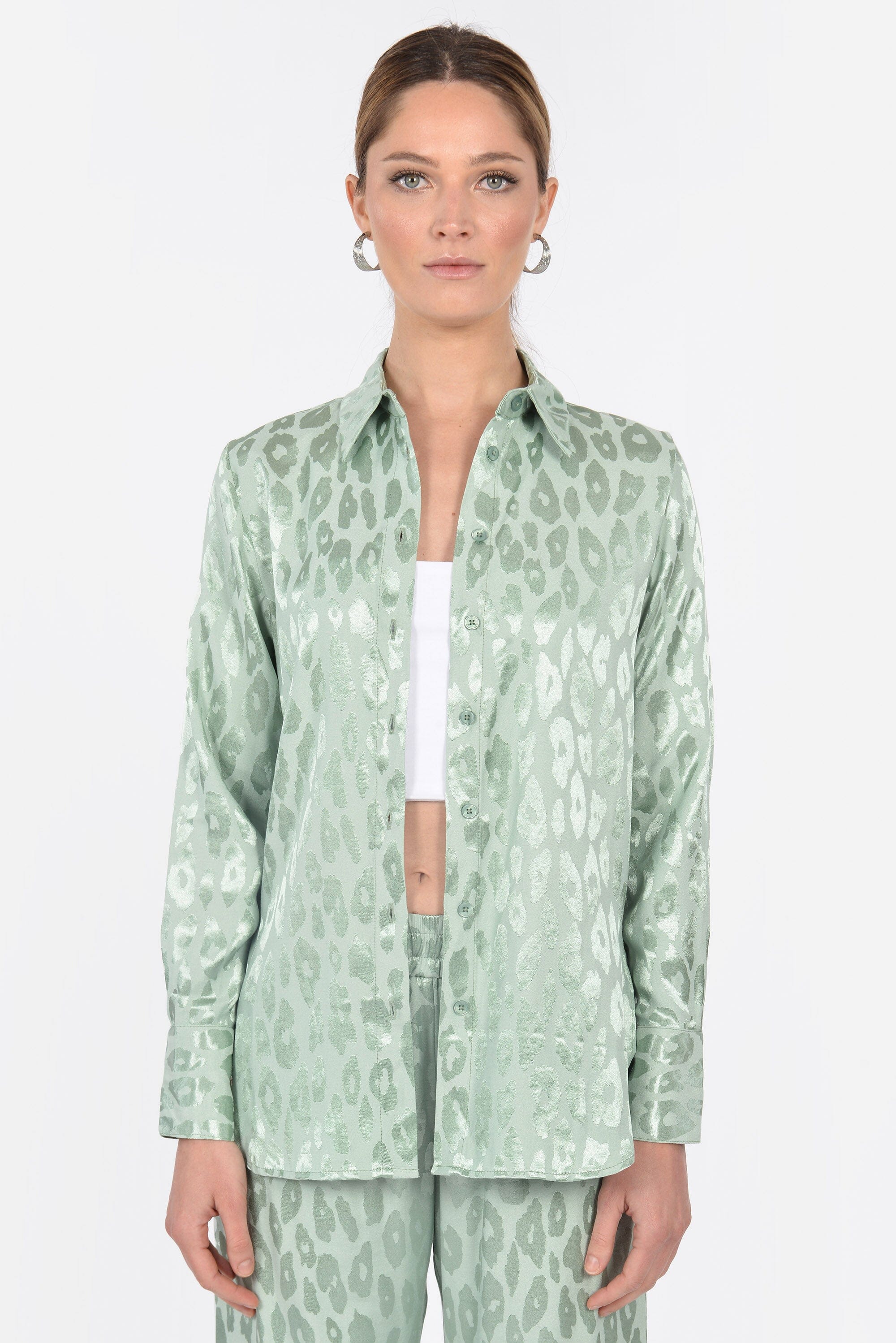 CHEMISE JACQUARD SATIN WISSEM CELADON CHEMISIER KOOKAI Mode Kookai