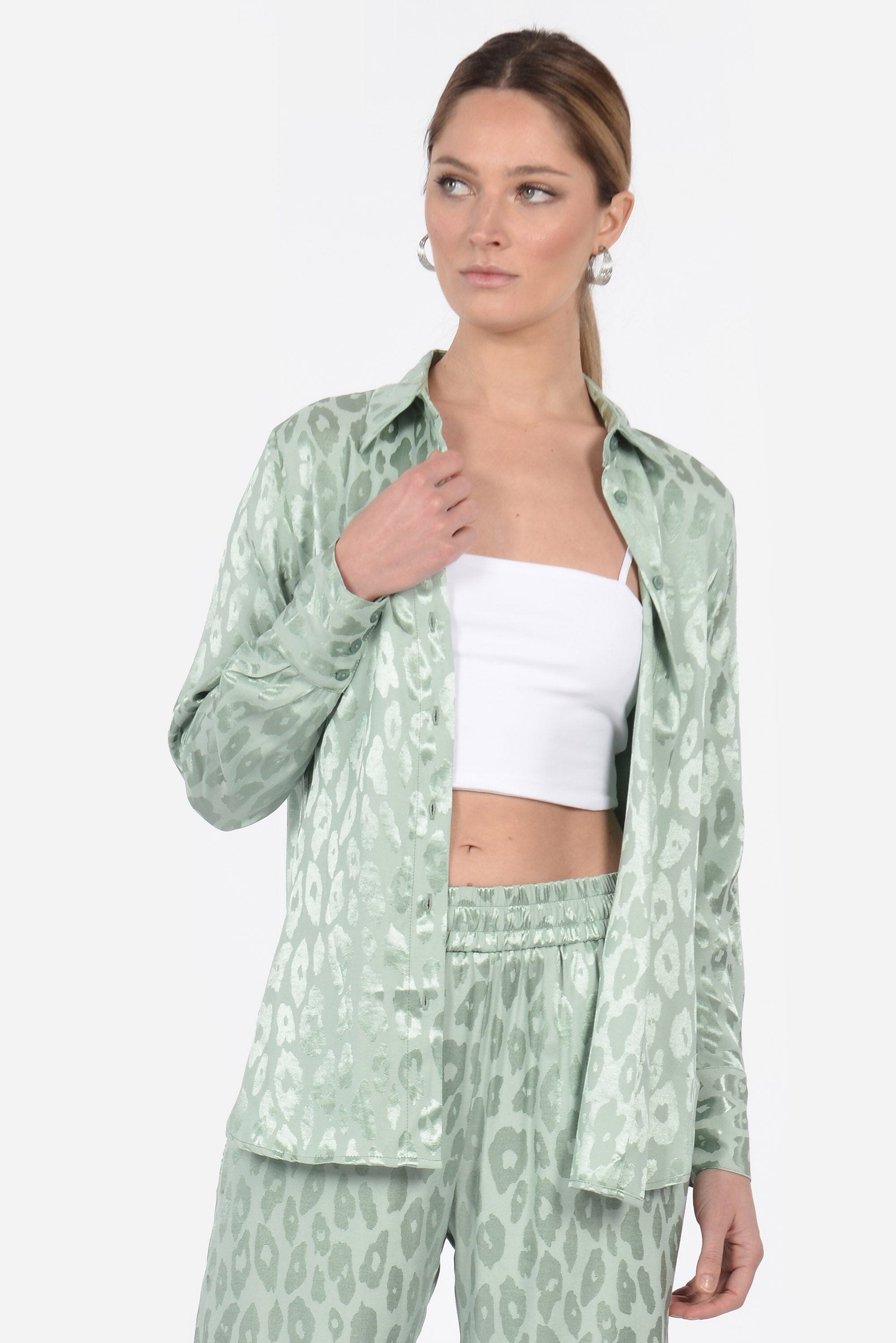 CHEMISE JACQUARD SATIN WISSEM CELADON CHEMISIER KOOKAI Mode Kookai