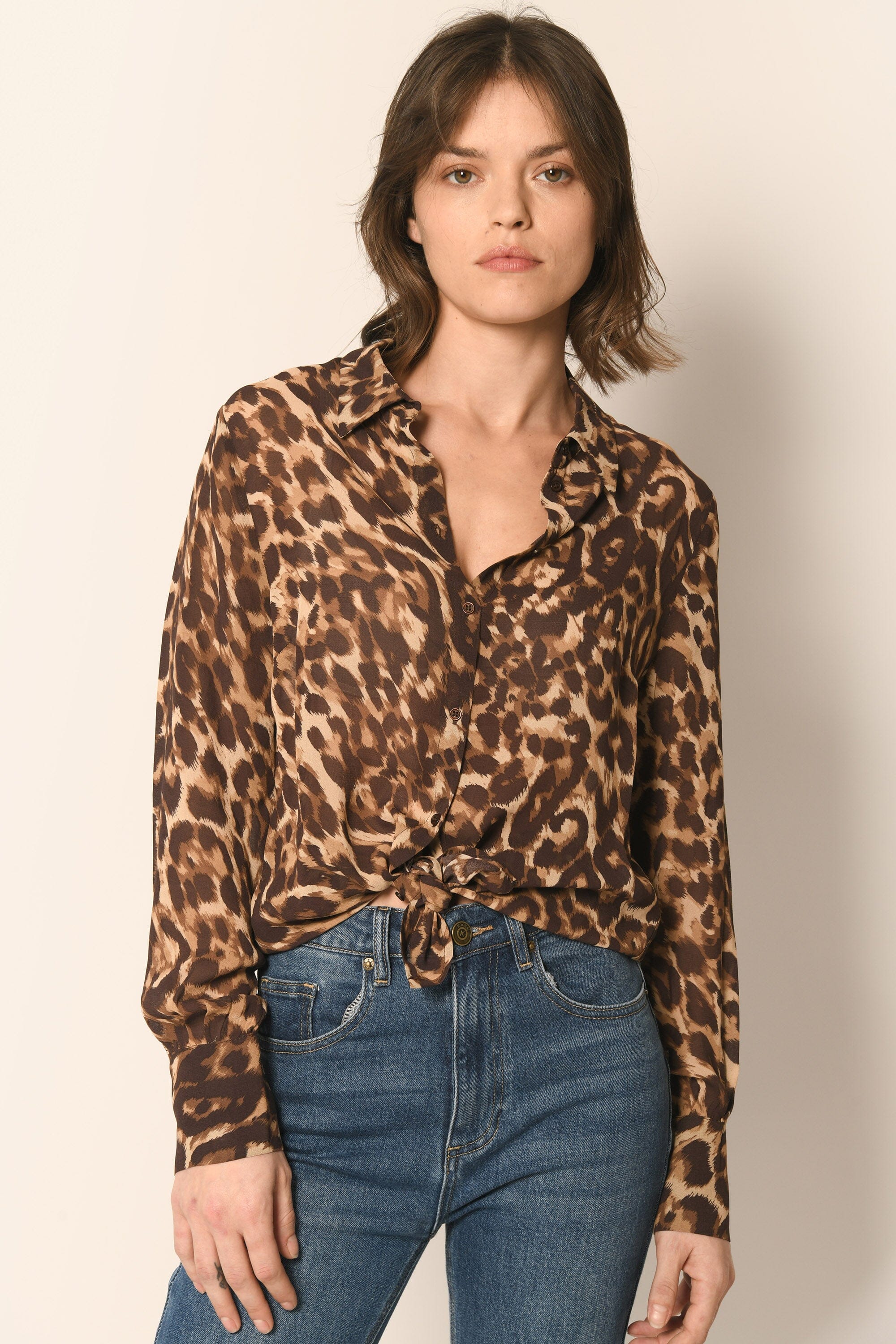 CHEMISE LEOPARD - CARAMEL - AZELIA ROBE NEW KOOKAI Mode Kookai