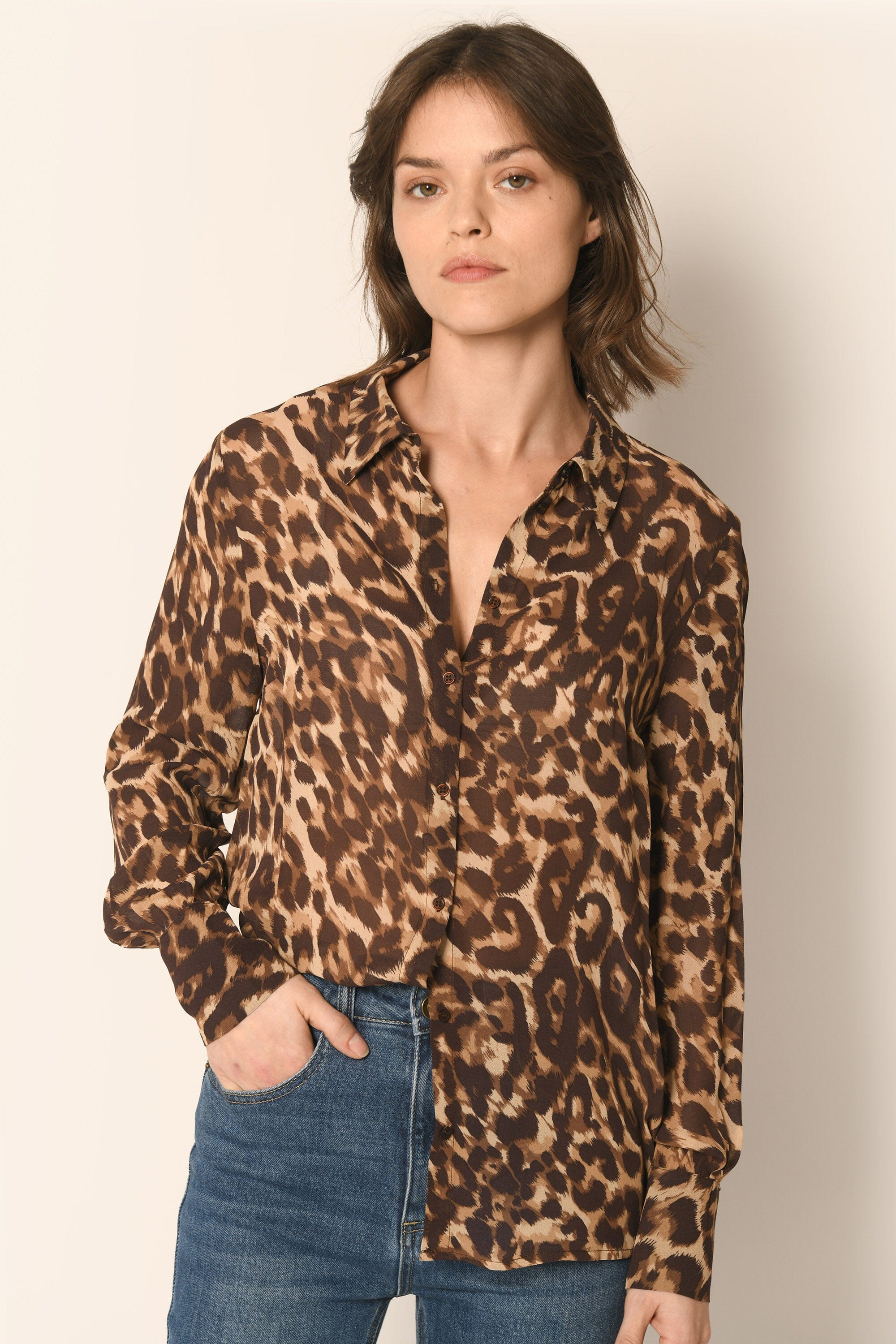 CHEMISE LEOPARD - CARAMEL - AZELIA ROBE NEW KOOKAI Mode Kookai