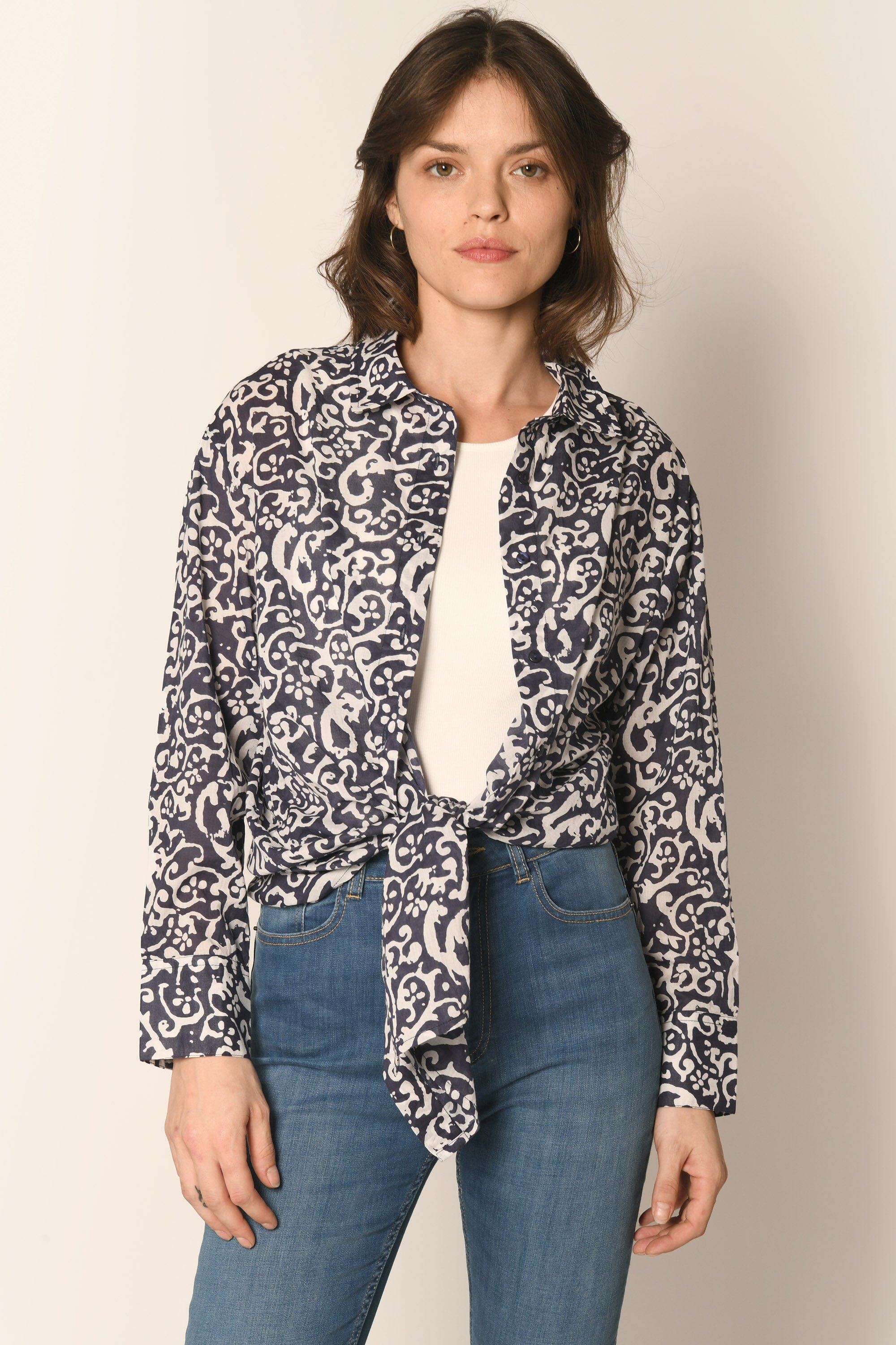 CHEMISE LOOSE - NAVY - MULHOUSE CHEMISIER KOOKAI Mode Kookai