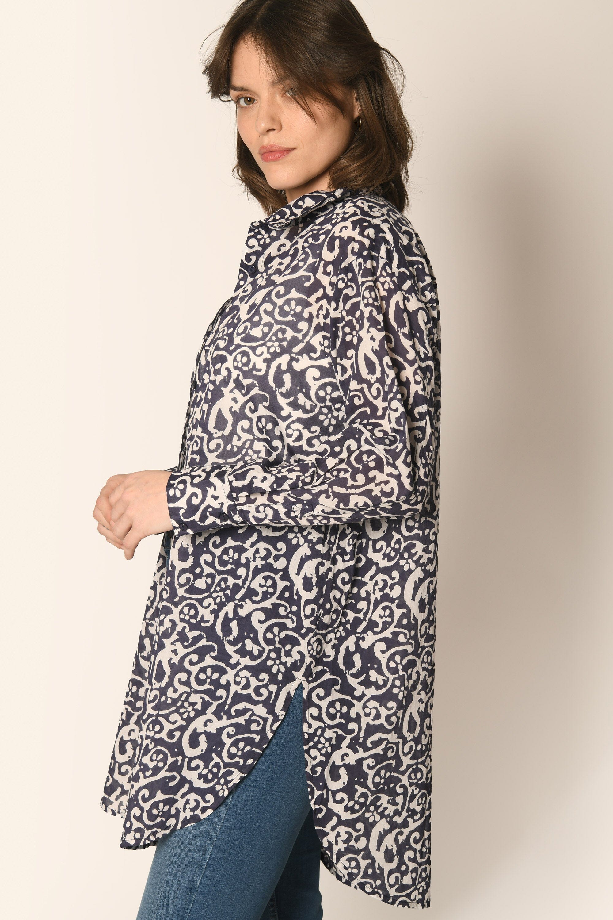 CHEMISE LOOSE - NAVY - MULHOUSE CHEMISIER KOOKAI Mode Kookai