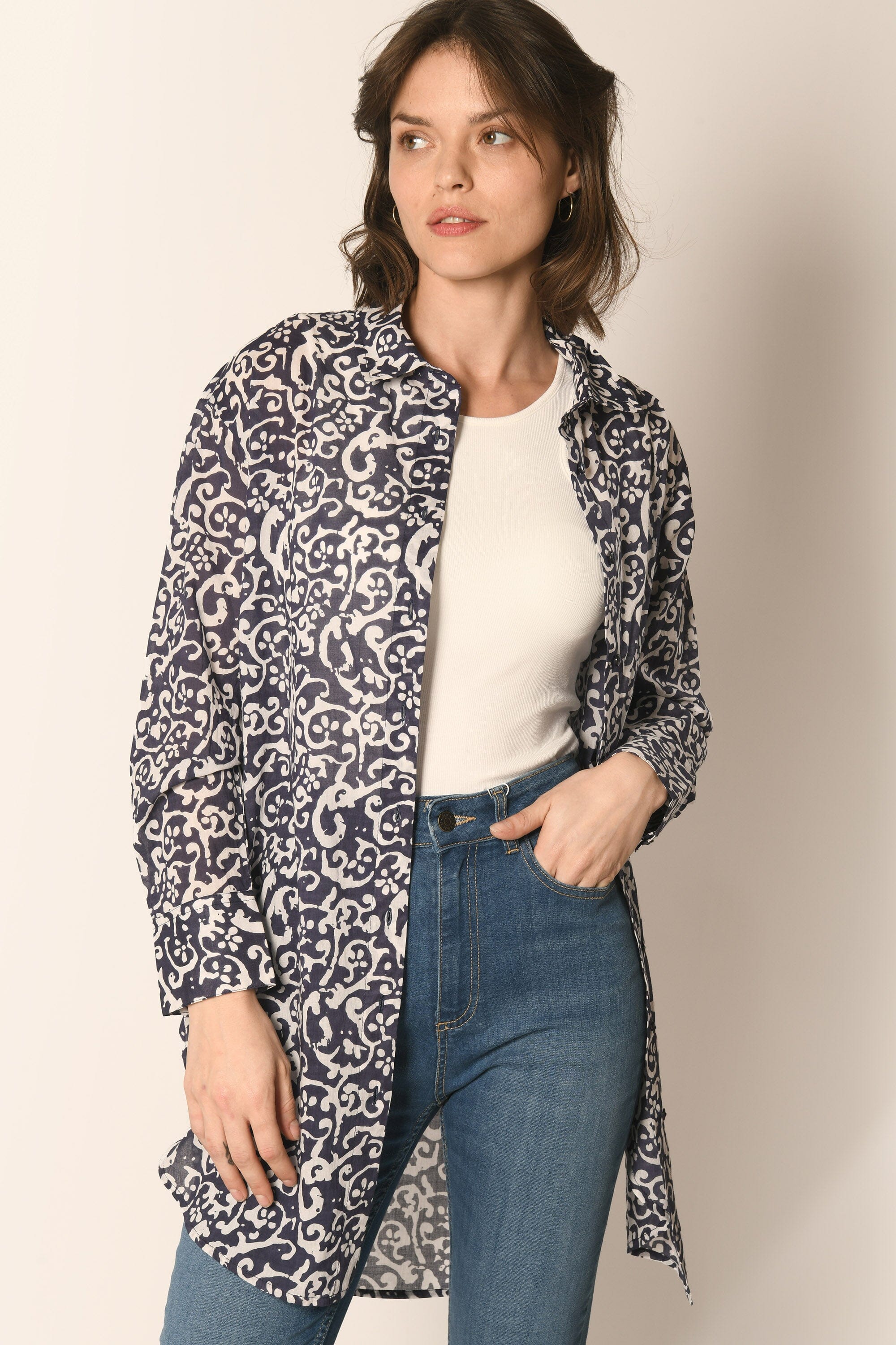 CHEMISE LOOSE - NAVY - MULHOUSE CHEMISIER KOOKAI Mode Kookai
