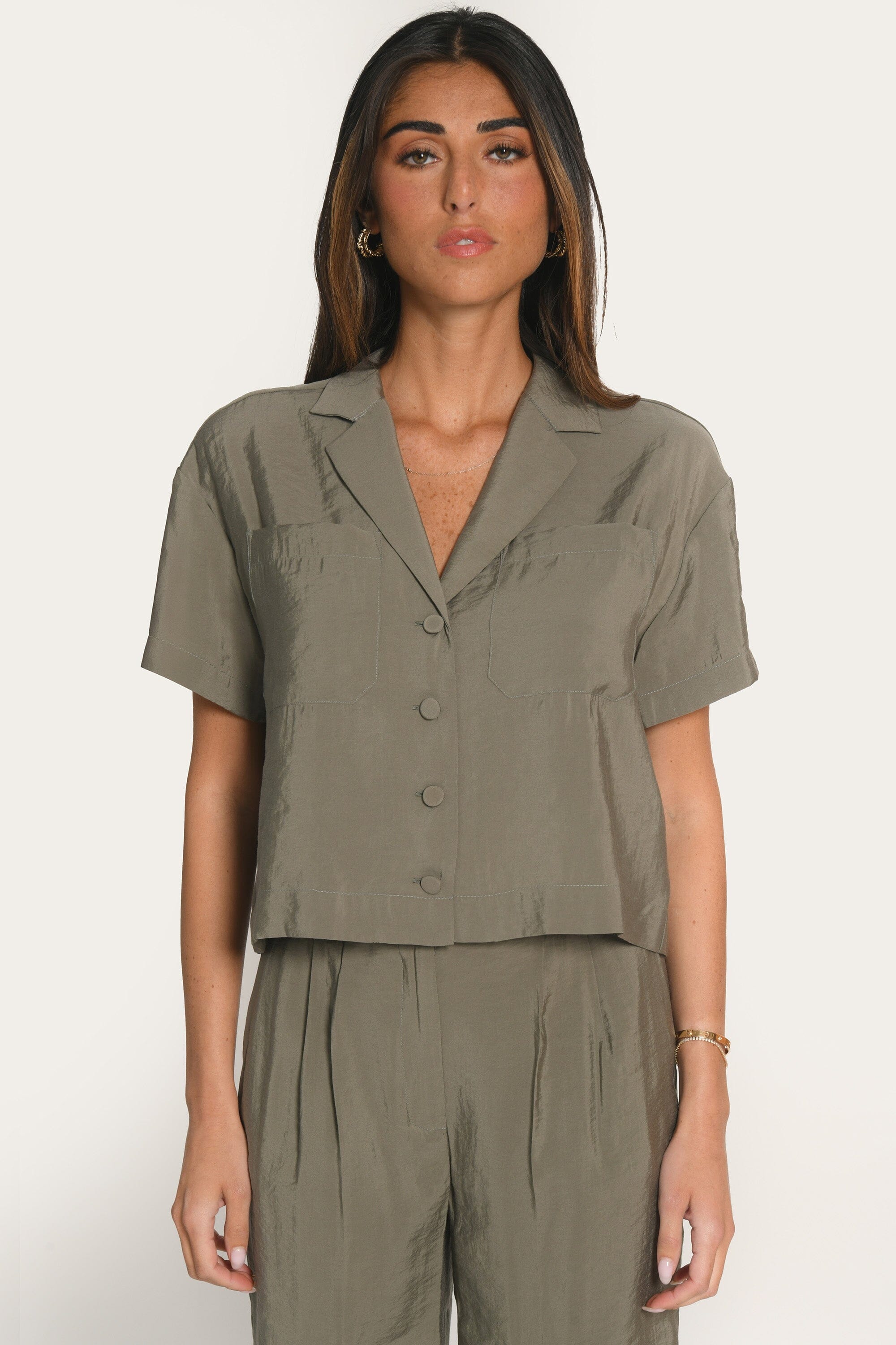 CHEMISE MANCHES COURTES - ADELE - KAKI CHEMISIER NEW KOOKAI Mode Kookai