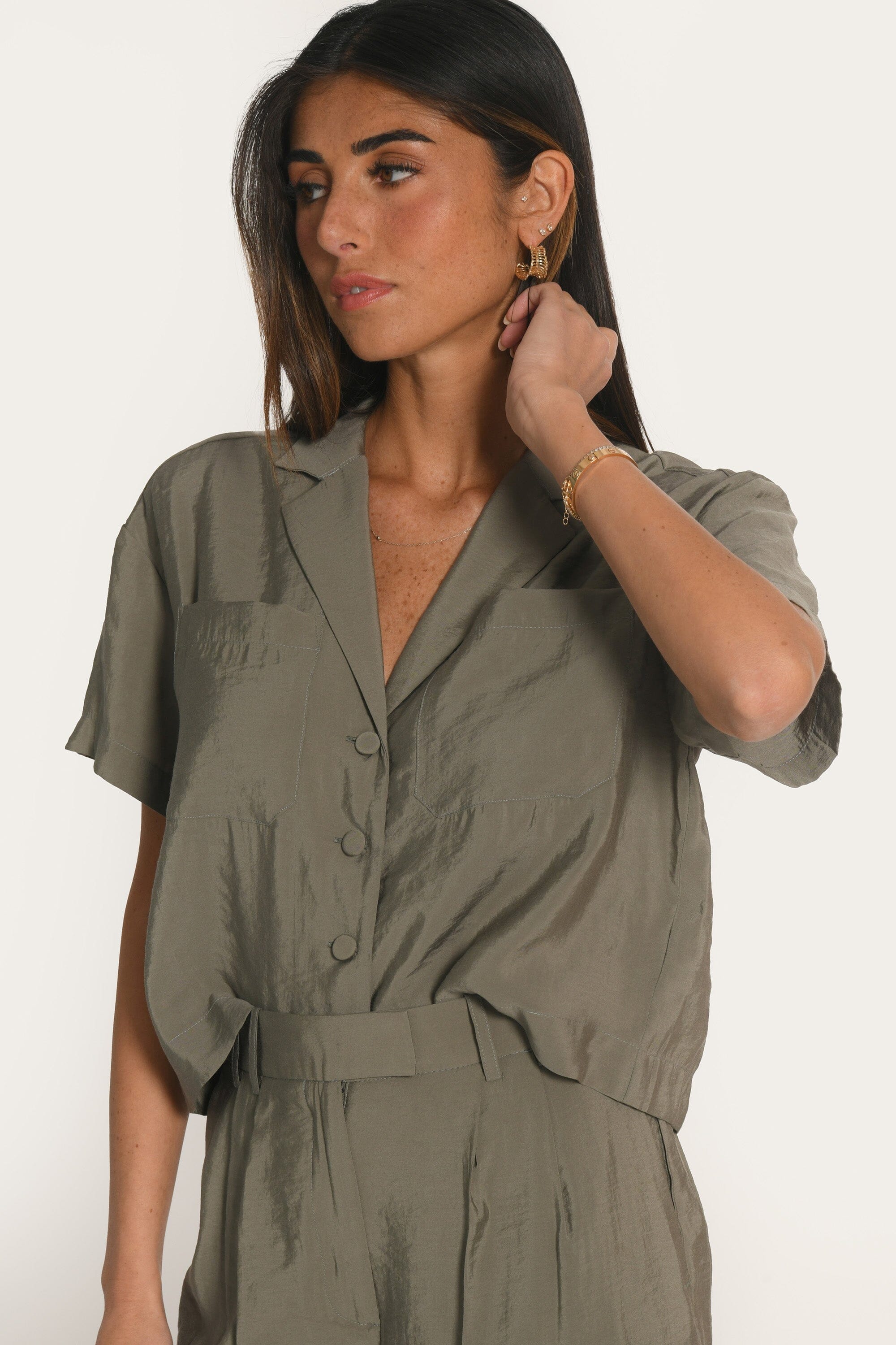 CHEMISE MANCHES COURTES - ADELE - KAKI CHEMISIER NEW KOOKAI Mode Kookai