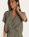 CHEMISE MANCHES COURTES - ADELE - KAKI CHEMISIER NEW KOOKAI Mode Kookai