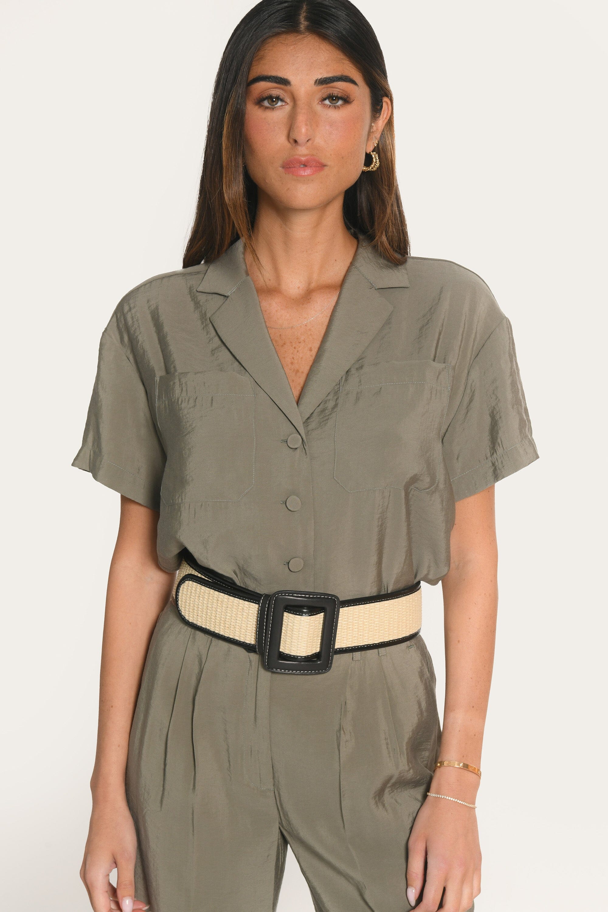CHEMISE MANCHES COURTES - ADELE - KAKI CHEMISIER NEW KOOKAI Mode Kookai