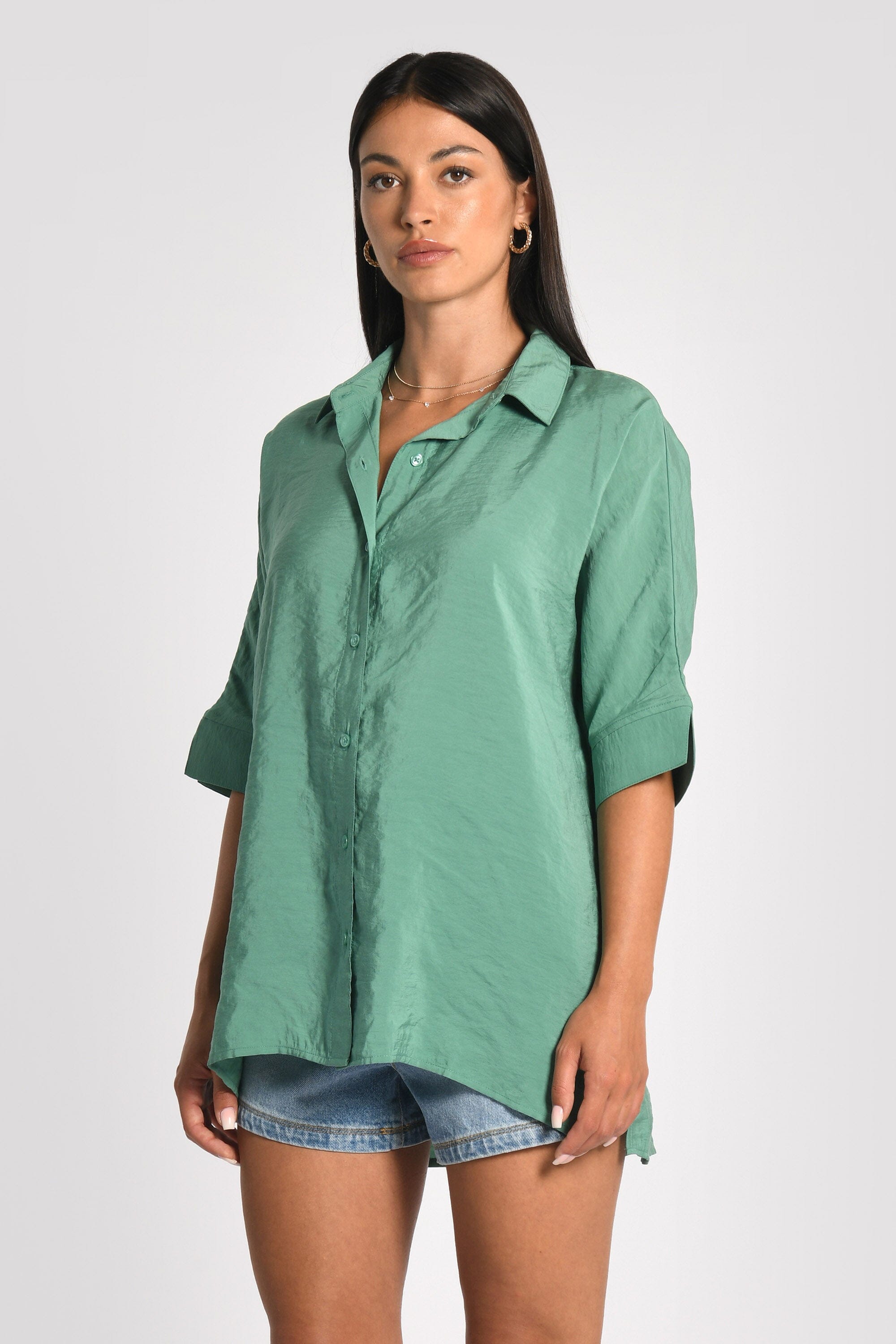 CHEMISE OVERSIZED EFFET SOIE LILOU EMERAUDE CHEMISIER NEW KOOKAI Mode Kookai